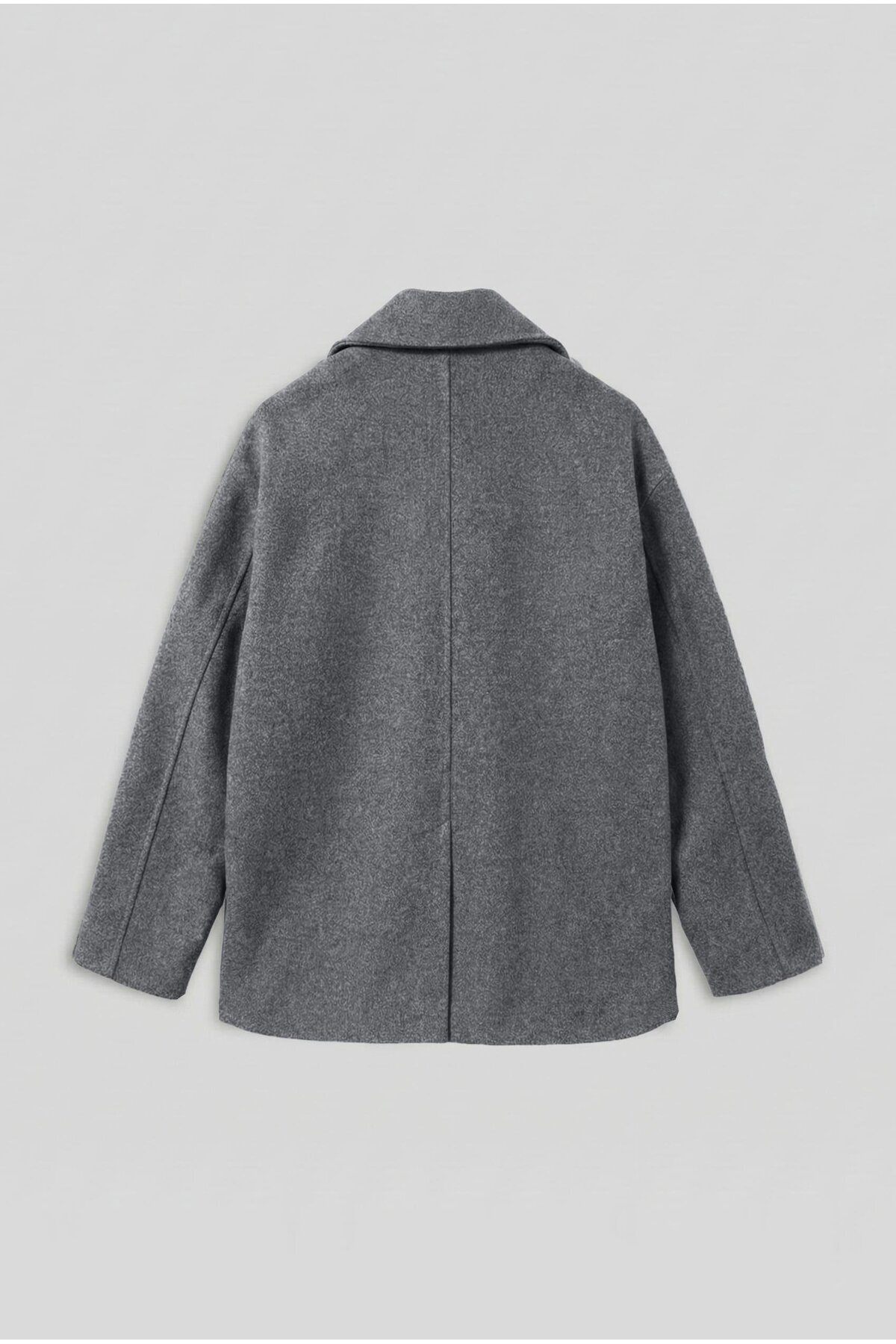 ablukaonline  Erkek Oversize Kruvaze Kaban Koyu Gri - Görsel 2