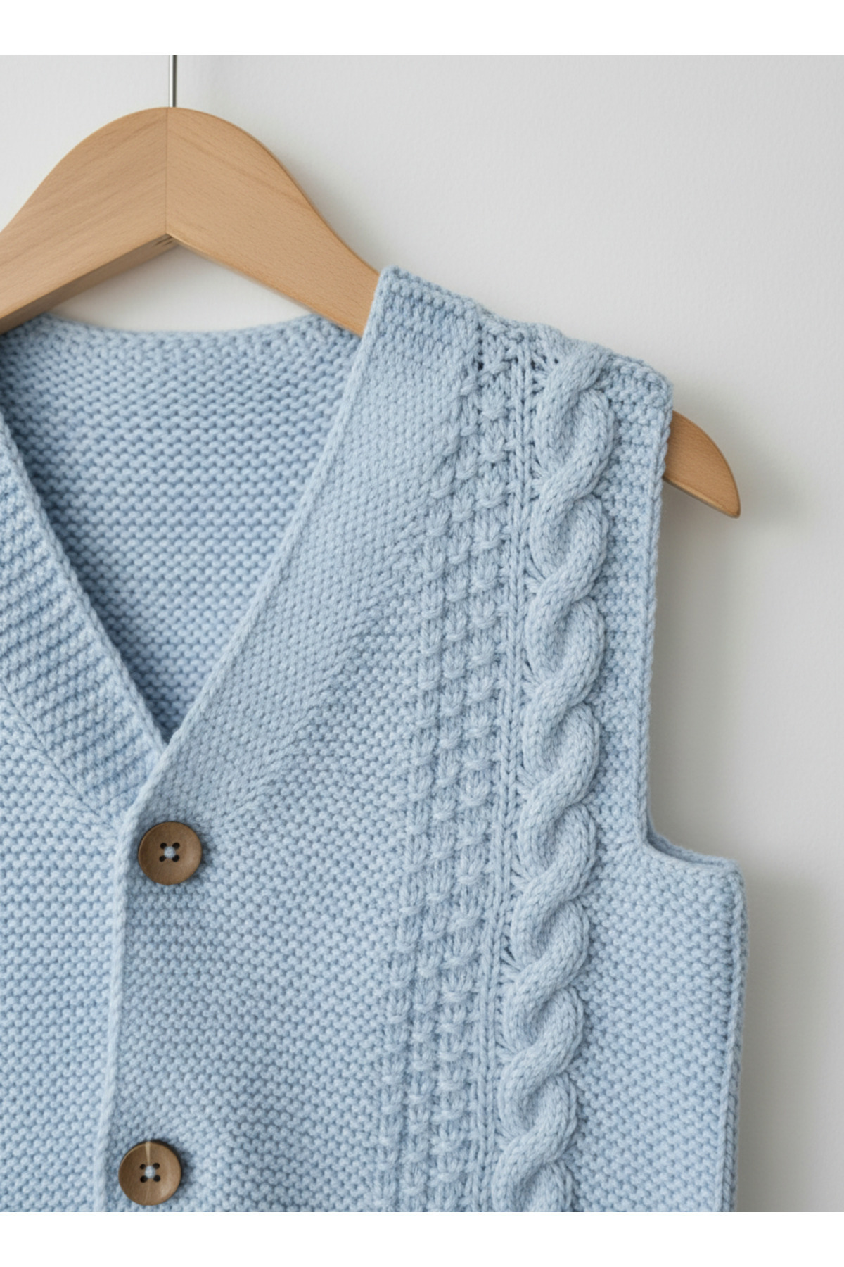 Bebemio Boutique Örgü Bebek Yeleği Unisex Düğme Detaylı Triko/Akrilik Kumaş fotoğrafı 3 (önizleme)