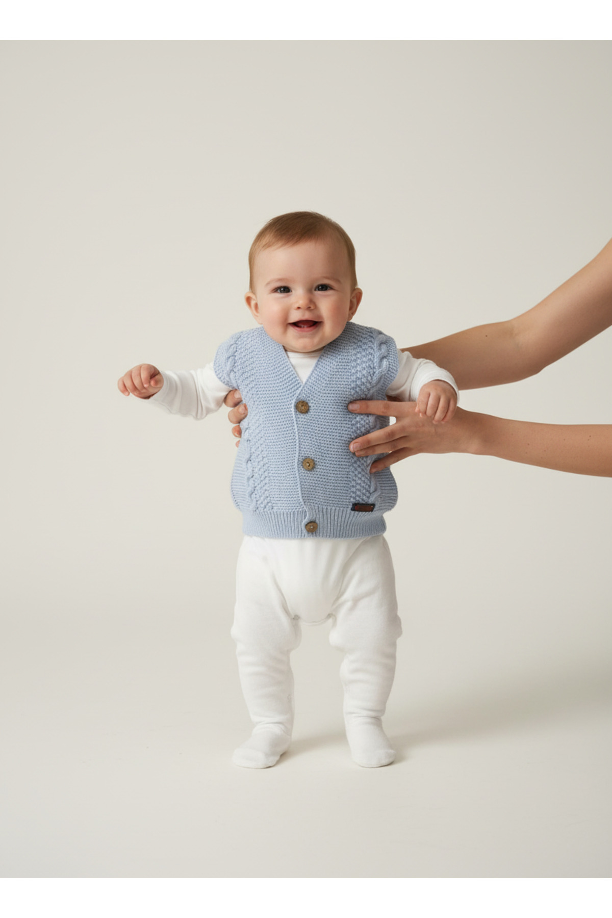 Bebemio Boutique Örgü Bebek Yeleği Unisex Düğme Detaylı Triko/Akrilik Kumaş fotoğrafı 4 (önizleme)