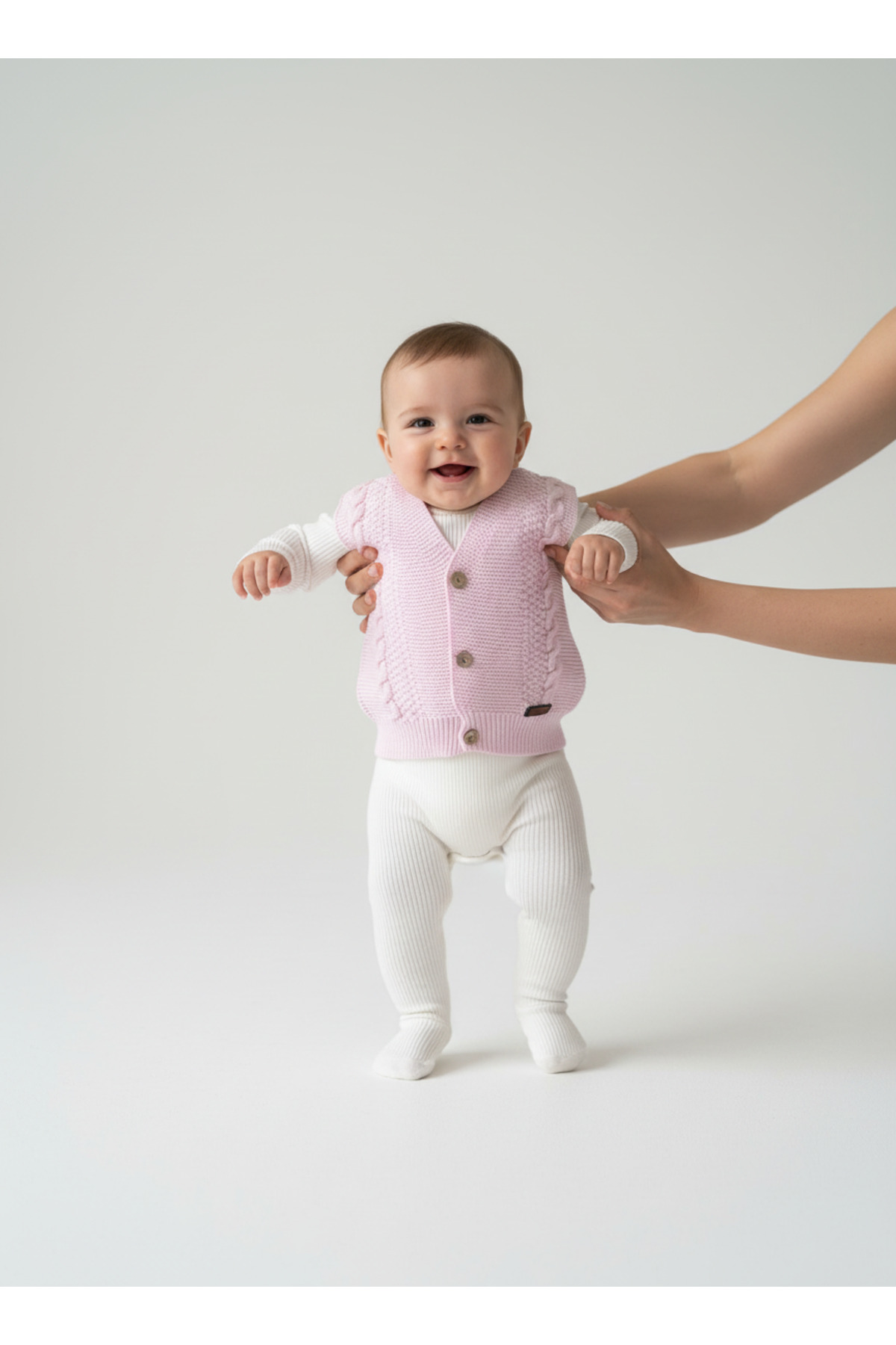 Bebemio Boutique Örgü Bebek Yeleği Unisex Düğme Detaylı Triko/Akrilik Kumaş fotoğrafı 4 (önizleme)