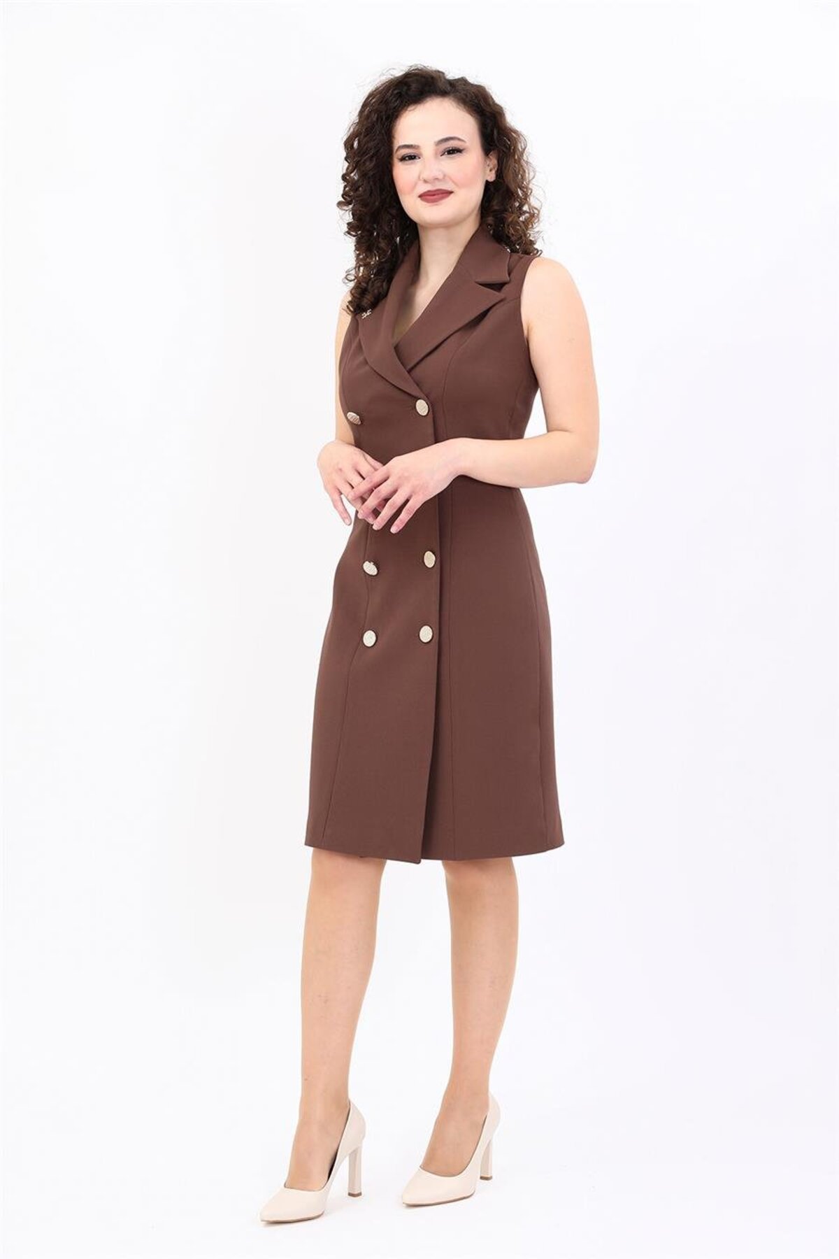 Belted Pencil Dress -Chestnut