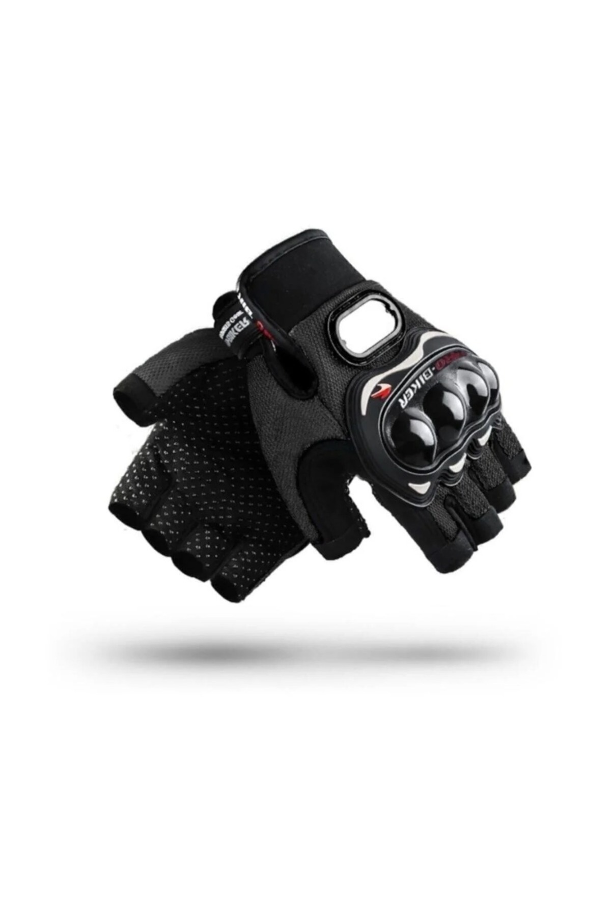 Edelvays Shop Motosiklet Bisiklet Yarım Kısa Kesik Parmaklı Parmaksiz Eldiven Üstün Korumalı Yazlık (SİYAH)