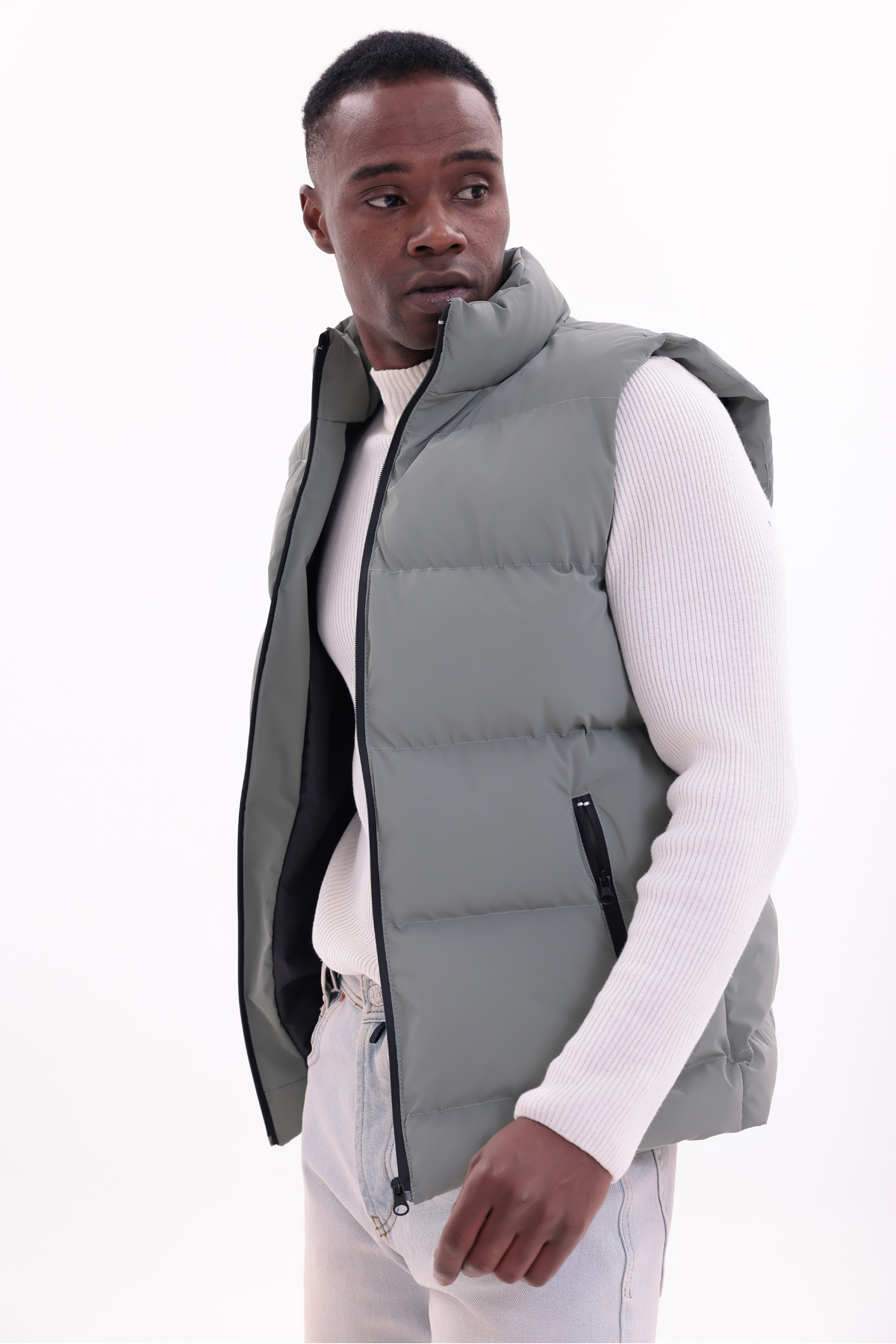 freemen  Erkek Nova Kumaş Şişme Yelek Hafif Dolgulu Fermuarlı Cepli Su İtici Rahat Kalıp - Görsel 5