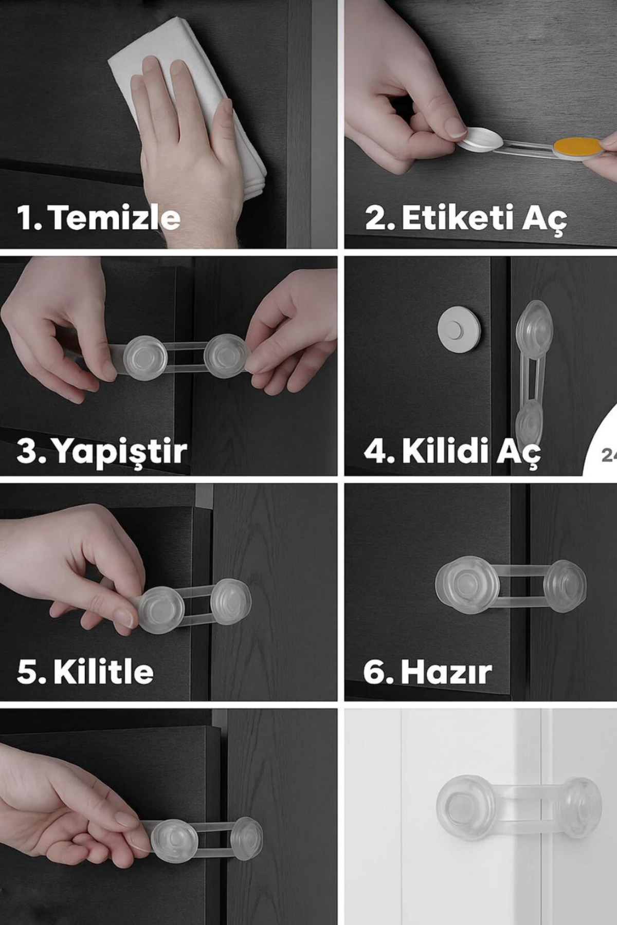 WAPPA 3 ADET Çok Amaçlı Kilit Dolap Çekmece Çok Amaçlı Emniyet Kilidi fotoğrafı 6 (önizleme)