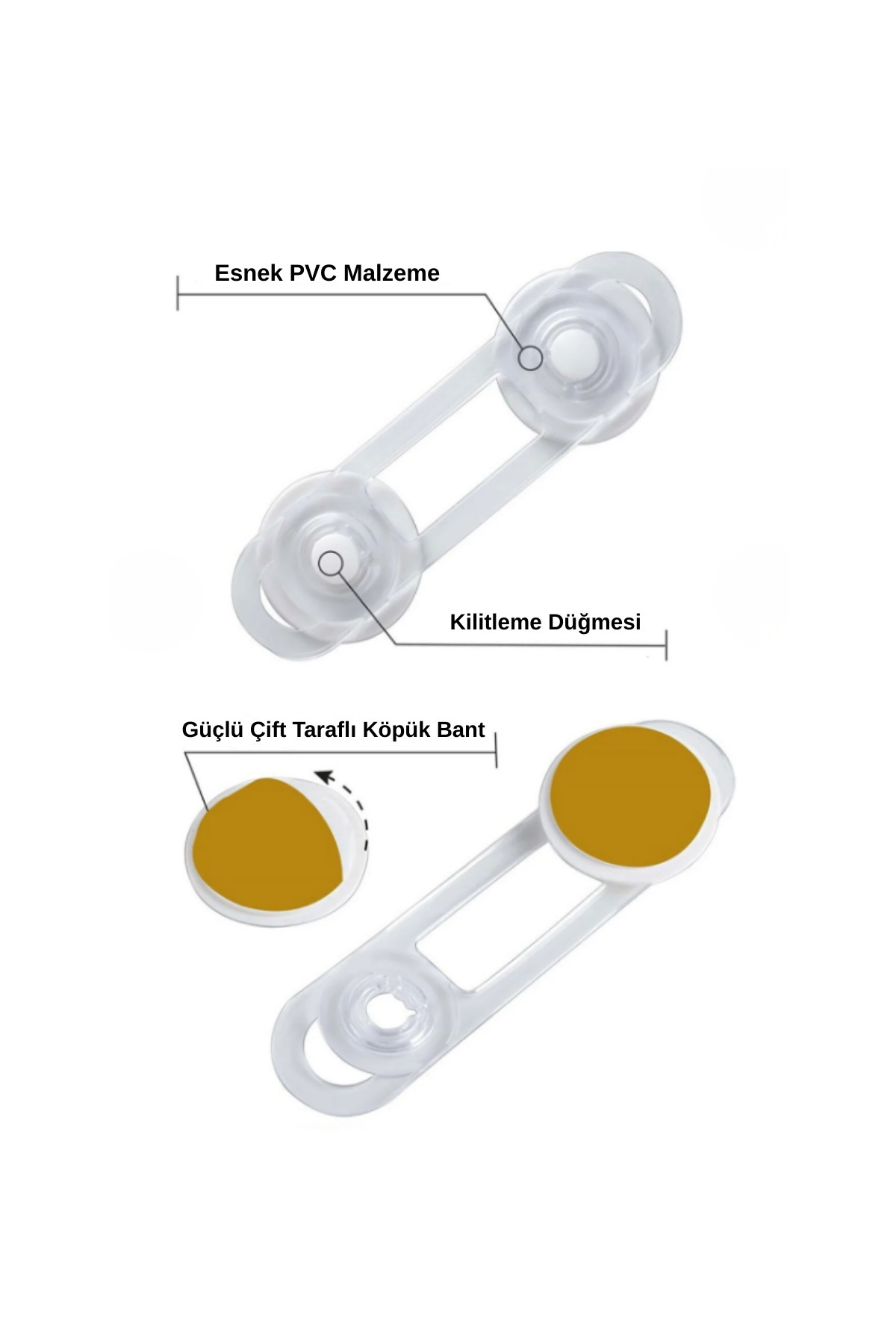 WAPPA 3 ADET Çok Amaçlı Kilit Dolap Çekmece Çok Amaçlı Emniyet Kilidi fotoğrafı 4 (önizleme)