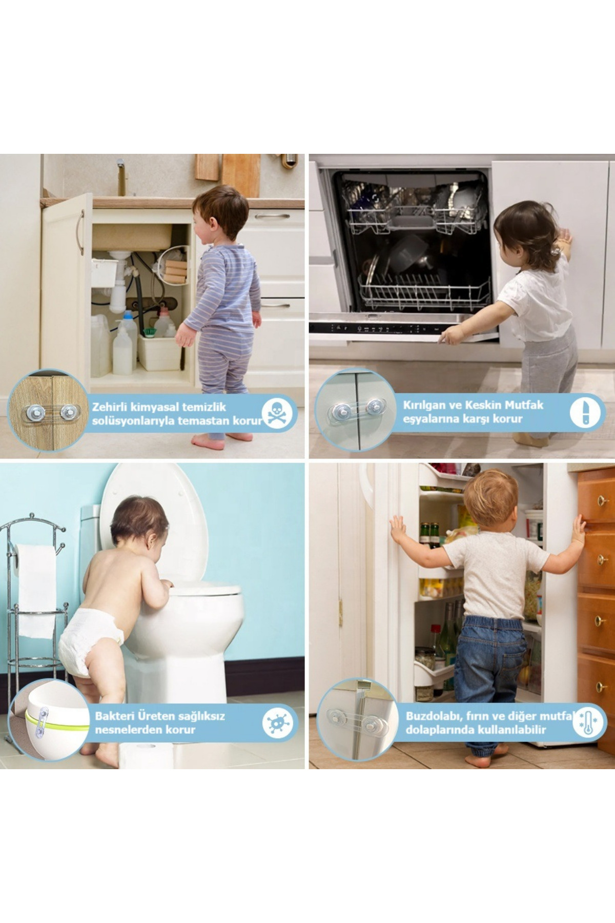 WAPPA 3 ADET Çok Amaçlı Kilit Dolap Çekmece Çok Amaçlı Emniyet Kilidi fotoğrafı 7 (önizleme)