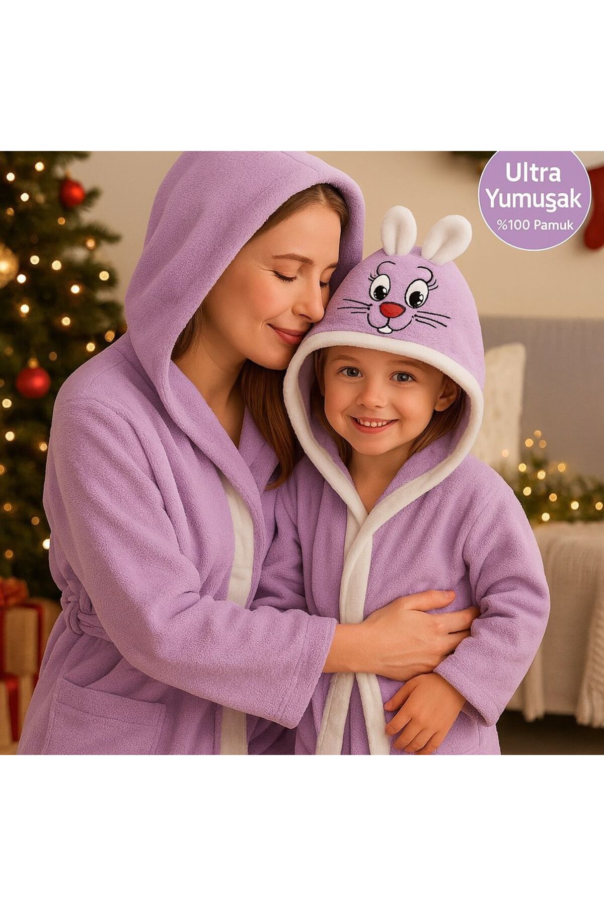 SLOBODA %100 Pamuk Yumuşak Çocuk Bornozu –Kulaklı - Kapüşonlu – Antialerjik – Hızlı Kuruyan - 1-12 yaş fotoğrafı 3 (önizleme)