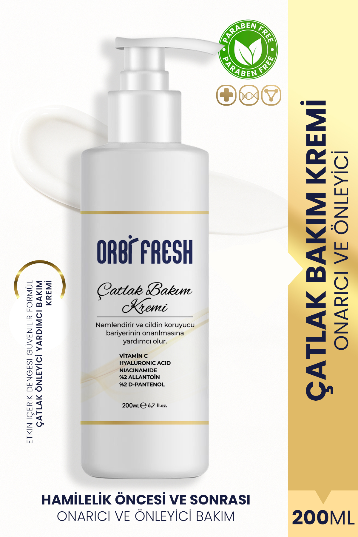 ORBIFRESH Çatlak ve Leke Önleyici Hamilelik Öncesi ve Sonrası Onarıcı Bakım Kremi 200 ml — orbfresh-catlak-bakim