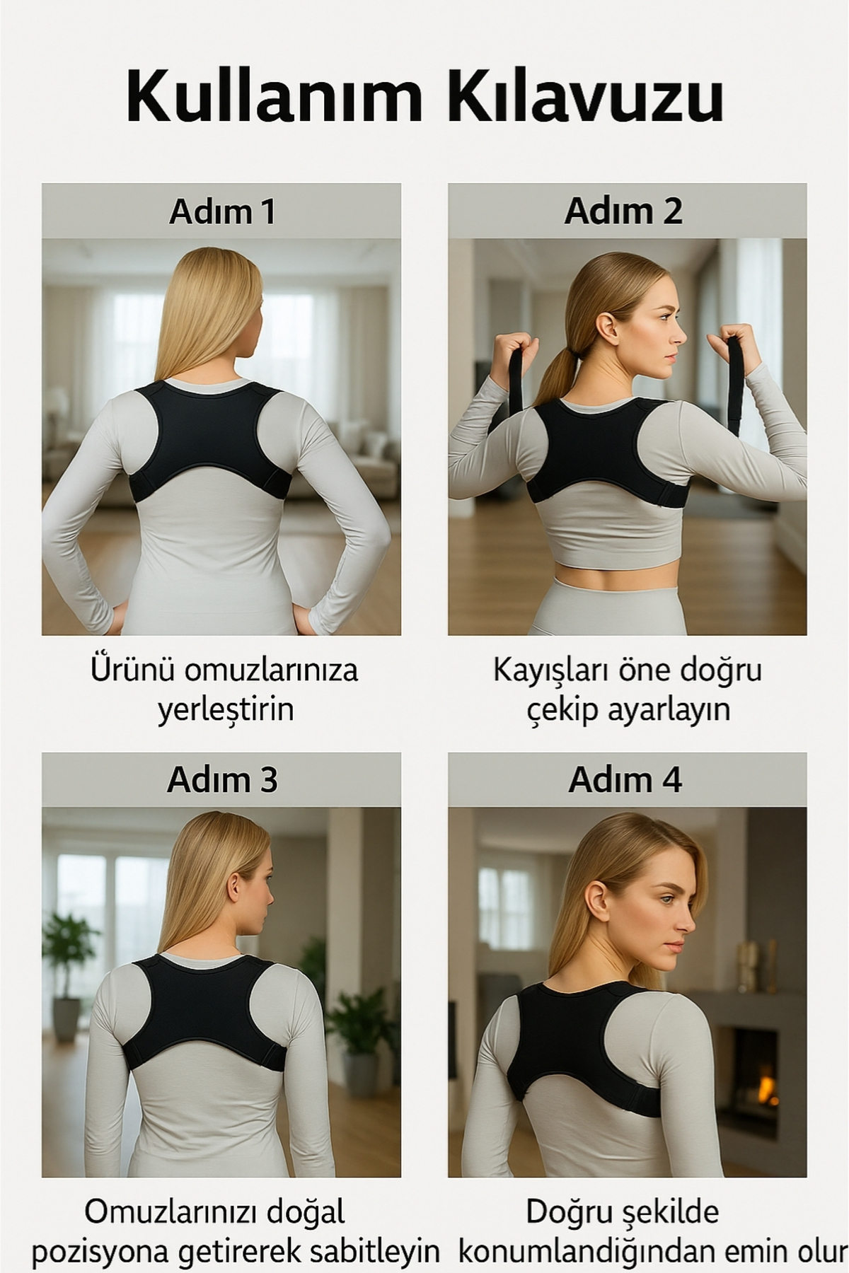 figiza Kifoz Skolyoz Kamburluk Önleyici Omuz Sırt Dik Duruş Korsesi Ortopedik Duruş Düzeltici Kadın Erkek görsel 3