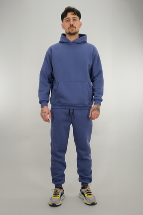 Souris Erkek İndigo Rahat Kesim Eşofman Takımı 3 iplik Şardonlu Kalın Kumaş R...