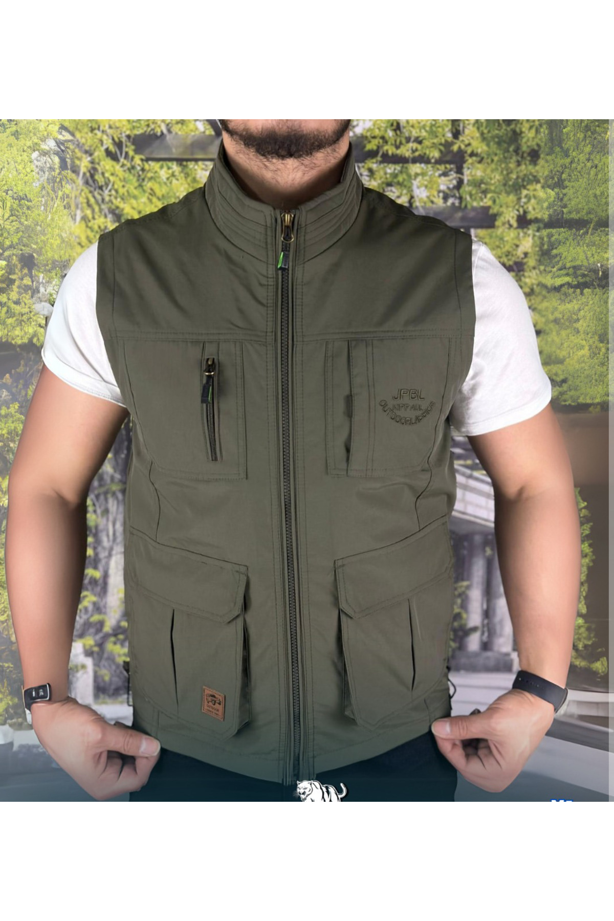 çaymekani  Fermuarlı Erkek Yelek Çok Cepli Avcı Yelek