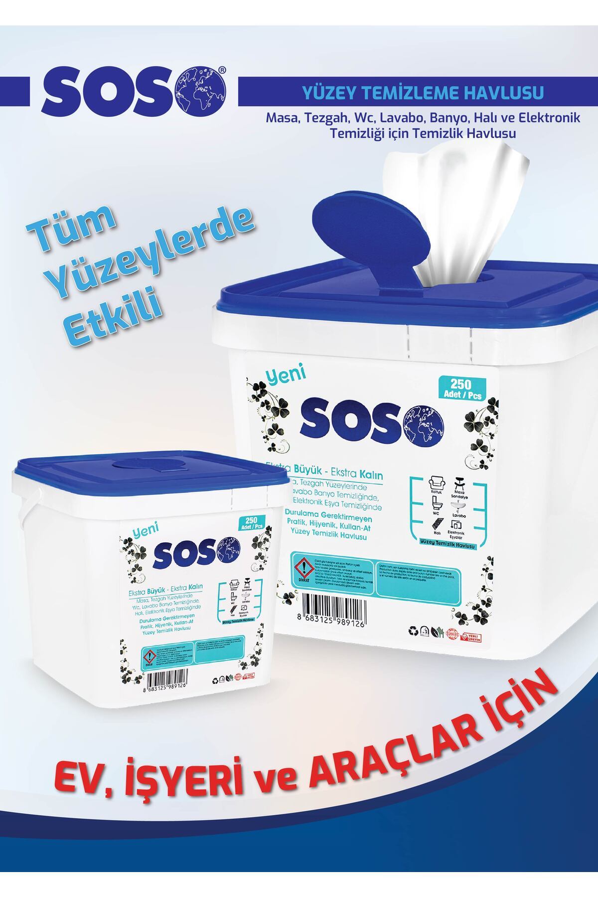 SOSOmarket SPTRNS 1 adet X 250 Yaprak - Soso Kova Beyaz Sabun Kokulu Sirkeli Karbonatlı Yüzey (10304) Temizle fotoğrafı 2 (önizleme)