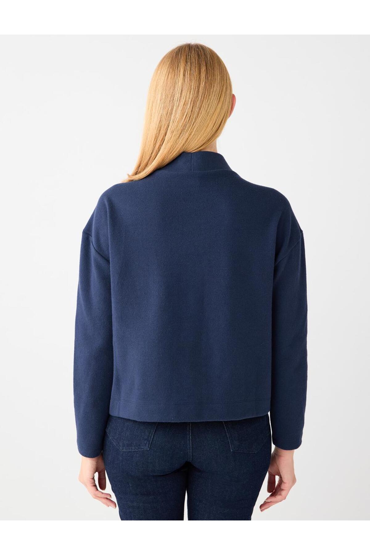 Jimmy Key  Lacivert Rahat Kesim V Yaka Yumuşak Dokulu Örme Hırka - Görsel 5