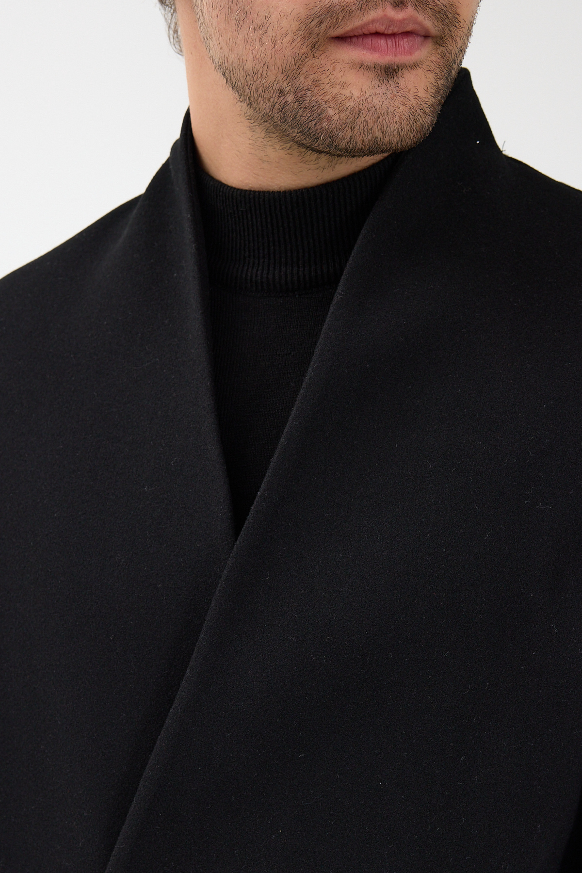 Danger  Erkek Kruvaze Kaşe Palto Mont Siyah - Görsel 8