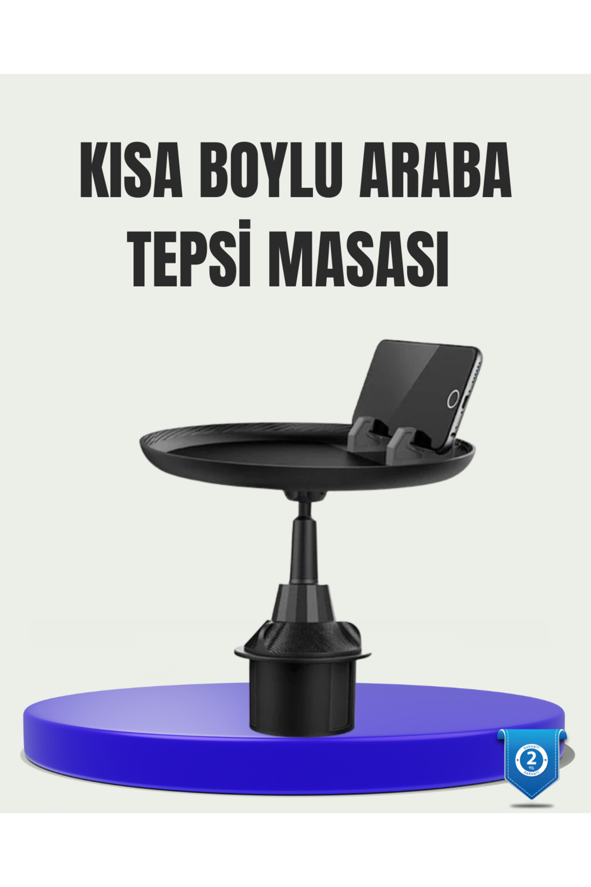 makay 360° Döner Araç Bardaklık Tepsisi Geniş Yemek Alanlı Telefon Standlı