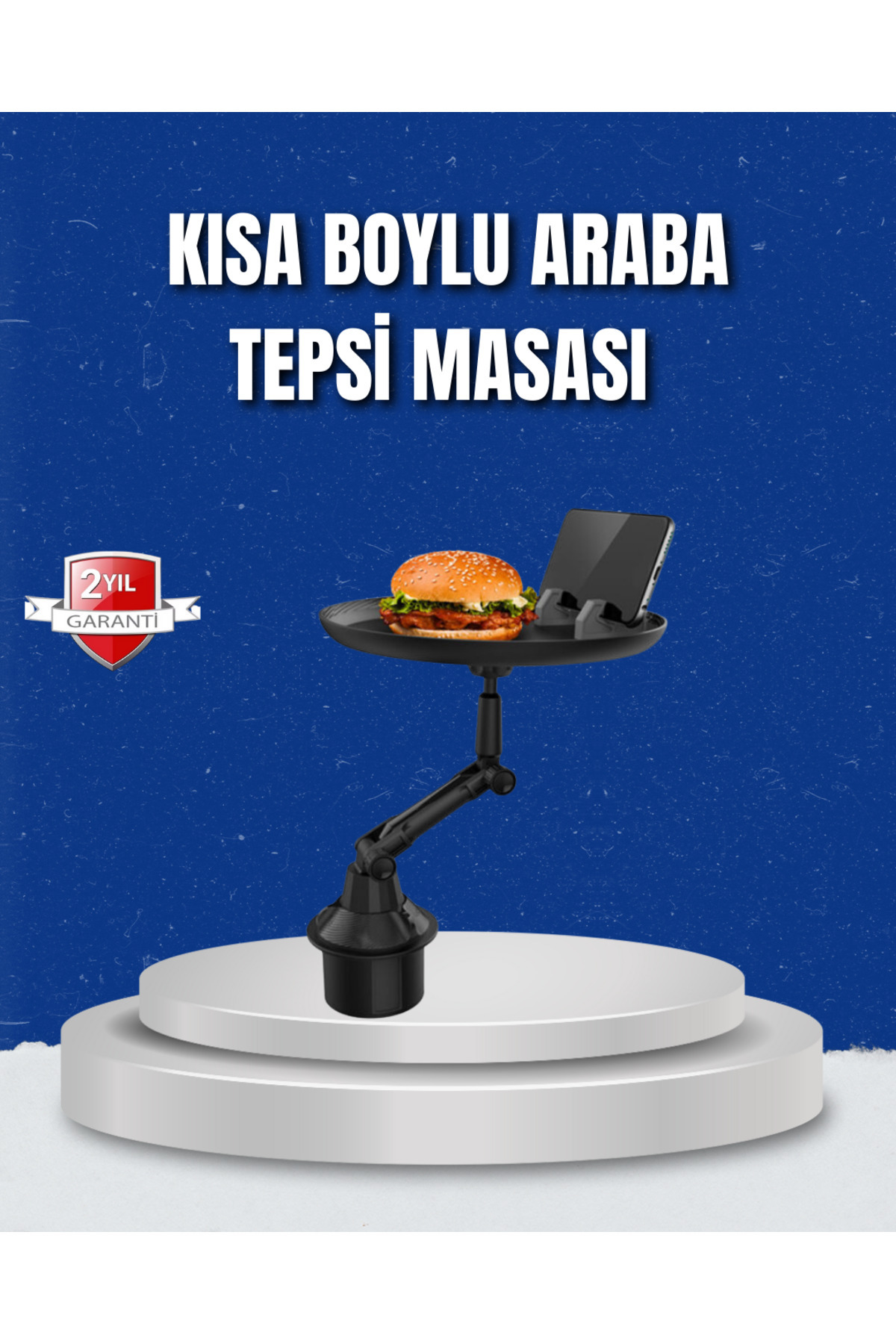 makay Ayarlanabilir Araç İçi Bardaklık Tepsisi 9 İnç Geniş Alan ve Telefon Standlı