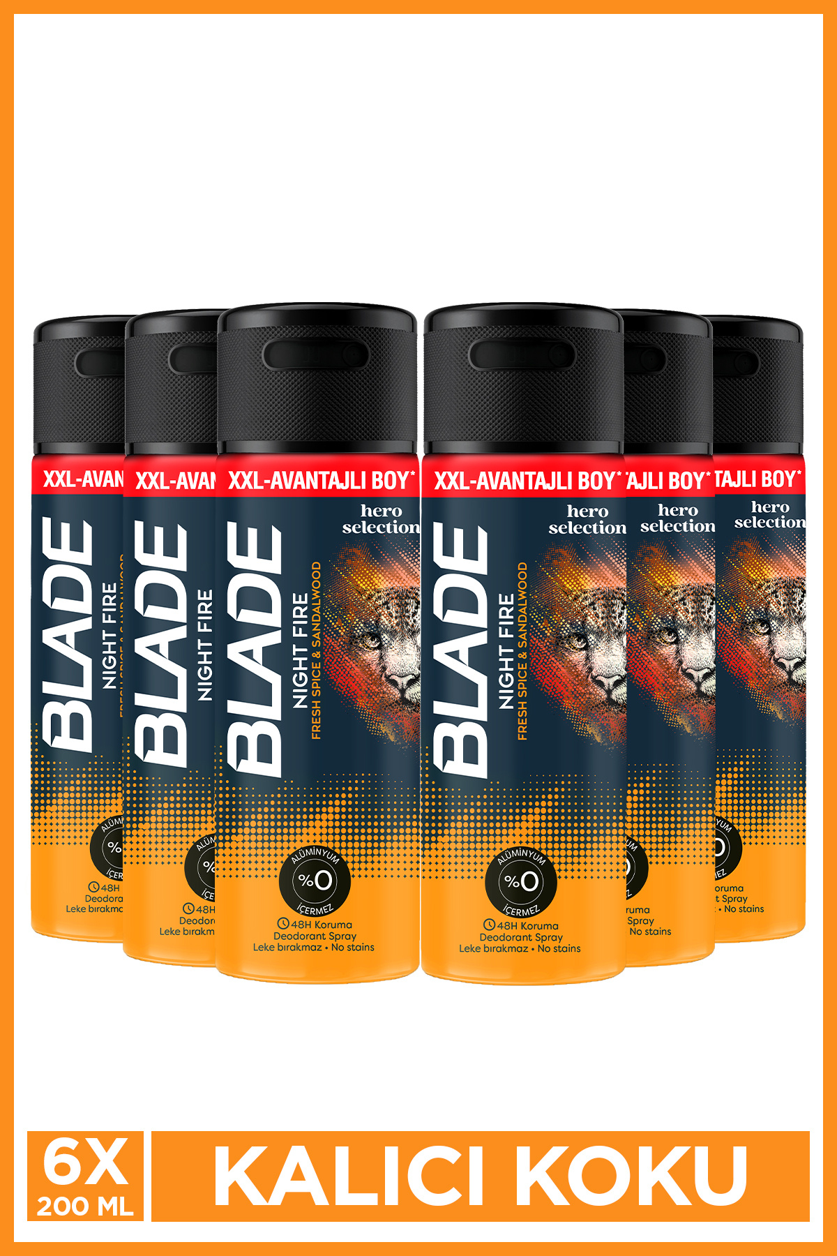 Blade Night Fire Erkek Alüminyumsuz Deodorant 6x200 Ml Hızlı Kurur