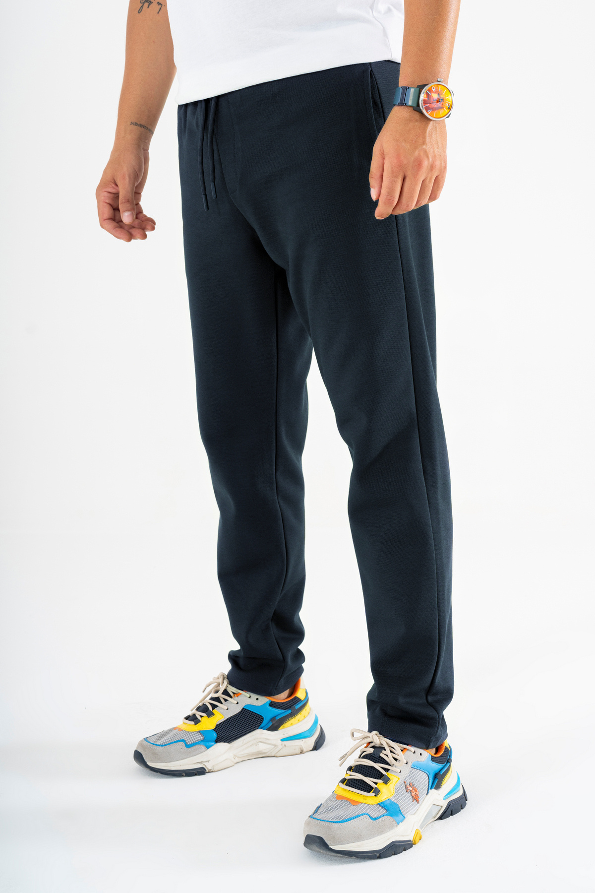 Erkek Lacivert Jogger Pantolon Rahat Kalıp Lastikli İpli Eşofman Altı — سرمه‌ای SW-16P20DZ — تصویر 3 از 6