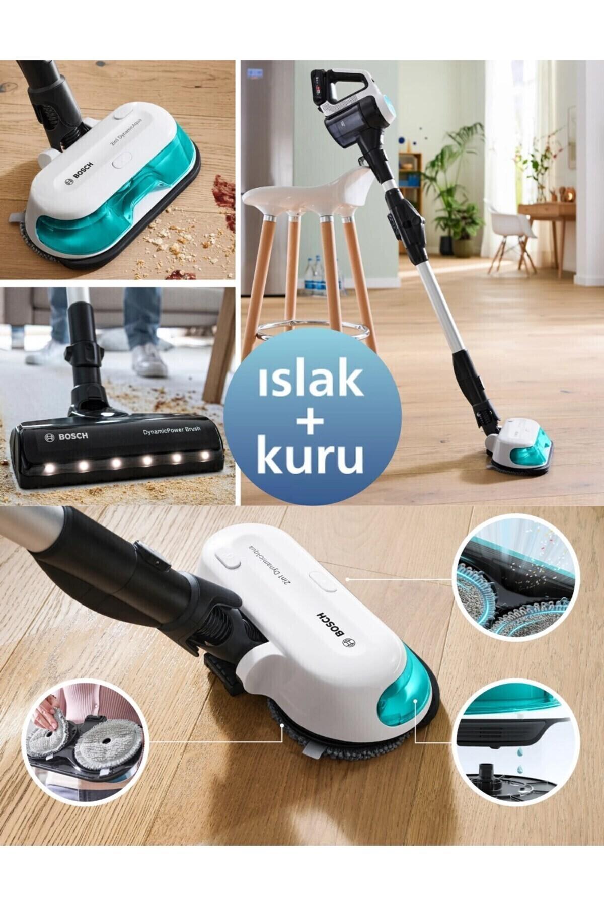 Bosch Çift BataryalıIslak & Kuru Temizlik, Güçlü Emiş,Hafif Tasarım ve Uzun Pil Ömrü