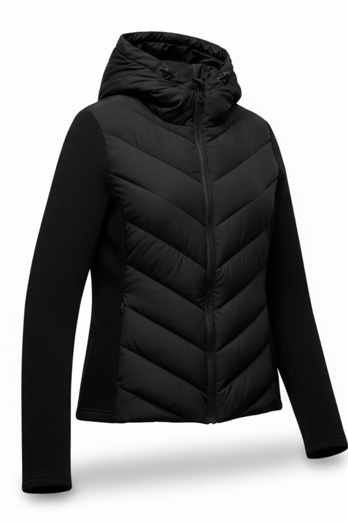 legends butik Kadın Softshell Kollu Kapüşonlu Çift Cepli Termal Şişme Mont