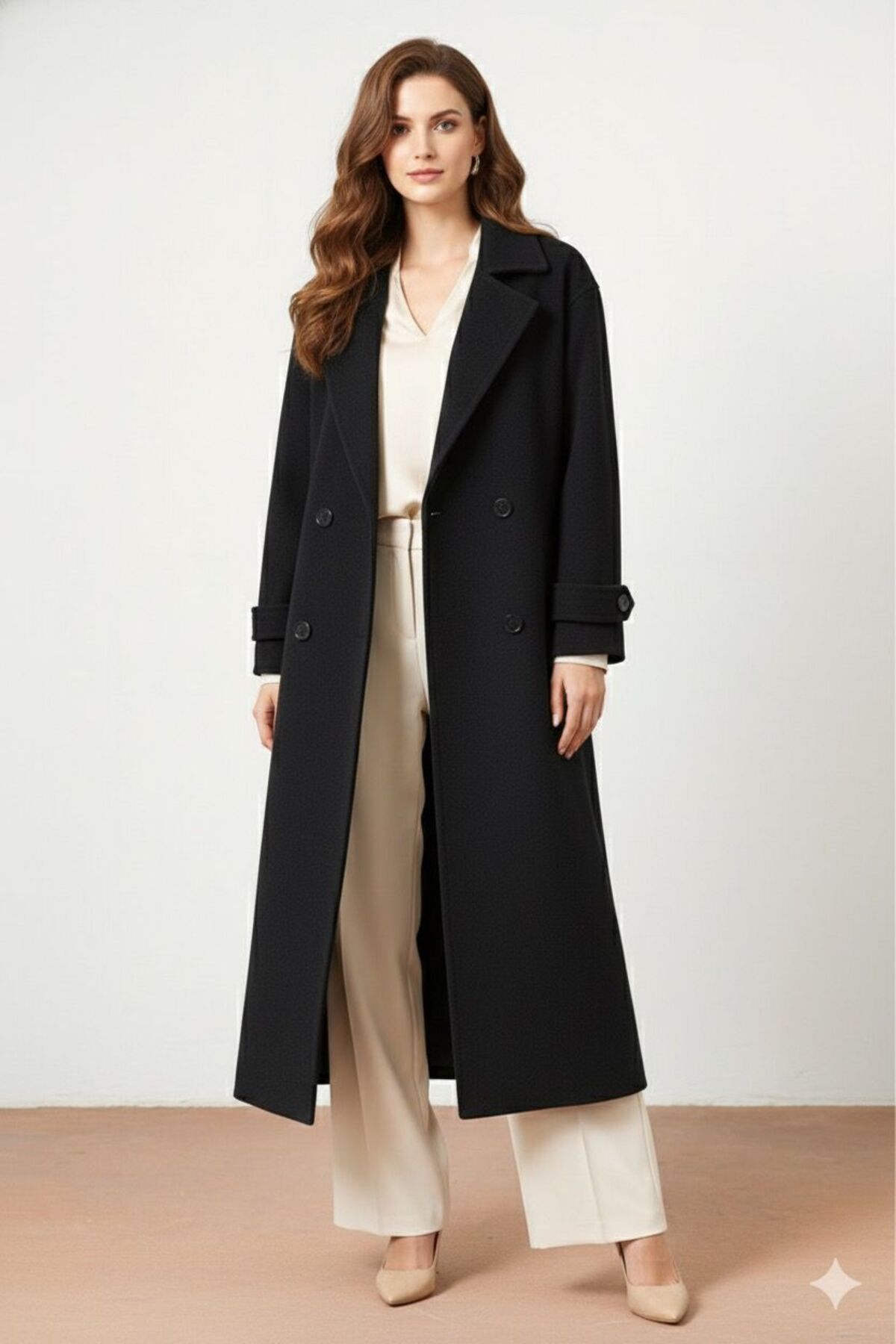 Meşe Moda Kadın Oversize Kaşe Uzun Kaban