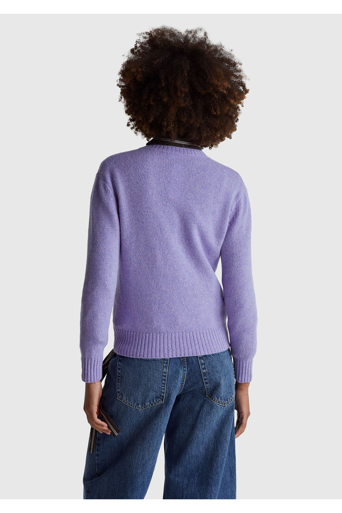 United Colors of Benetton  Kadın Koyu Lila Bisiklet Yaka Shetland Kazak - Görsel 3