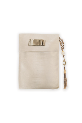 Yeşilipek Fiyonklu Kese İnci Tesbih Seccade Set - Vizon