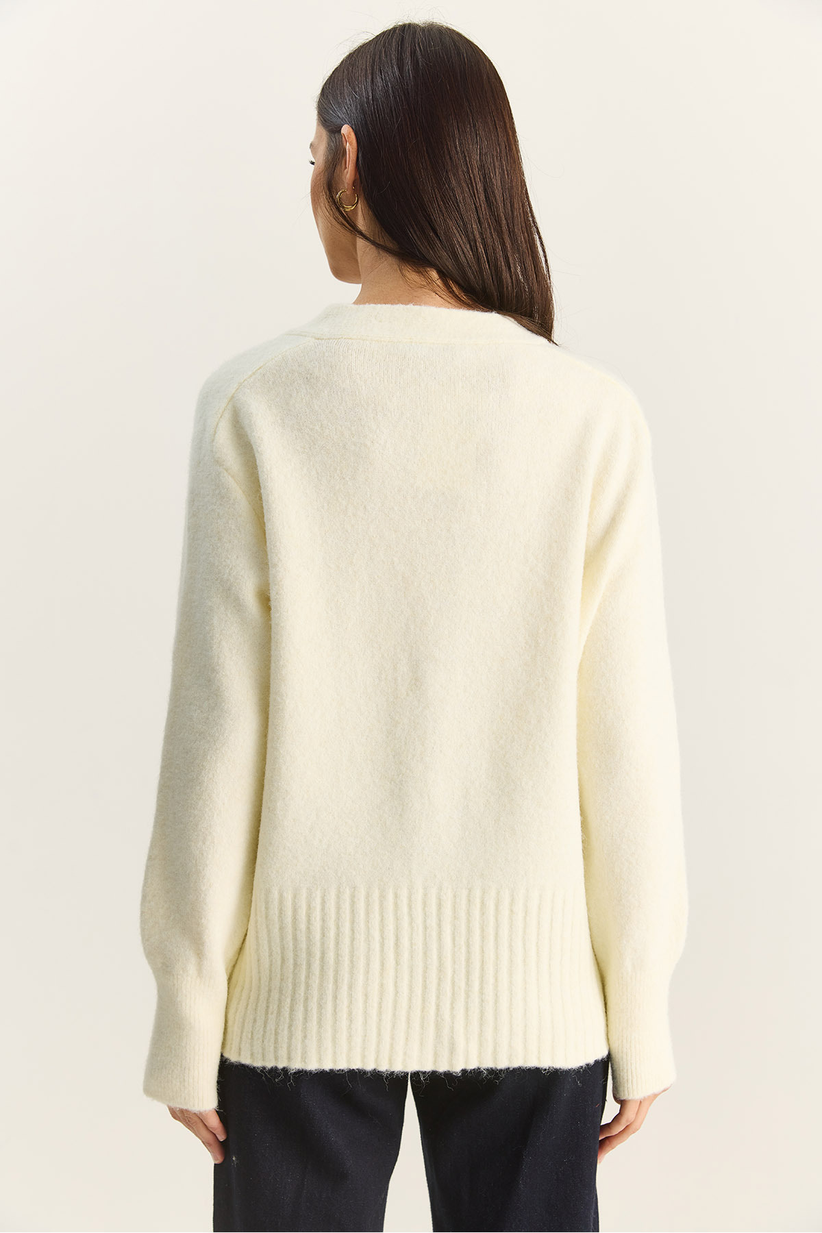 Bianco Lucci  Kadın V Yaka Taş Düğmeli Cepli Yumuşak Dokulu Triko Hırka 2444 60283874 - Görsel 7