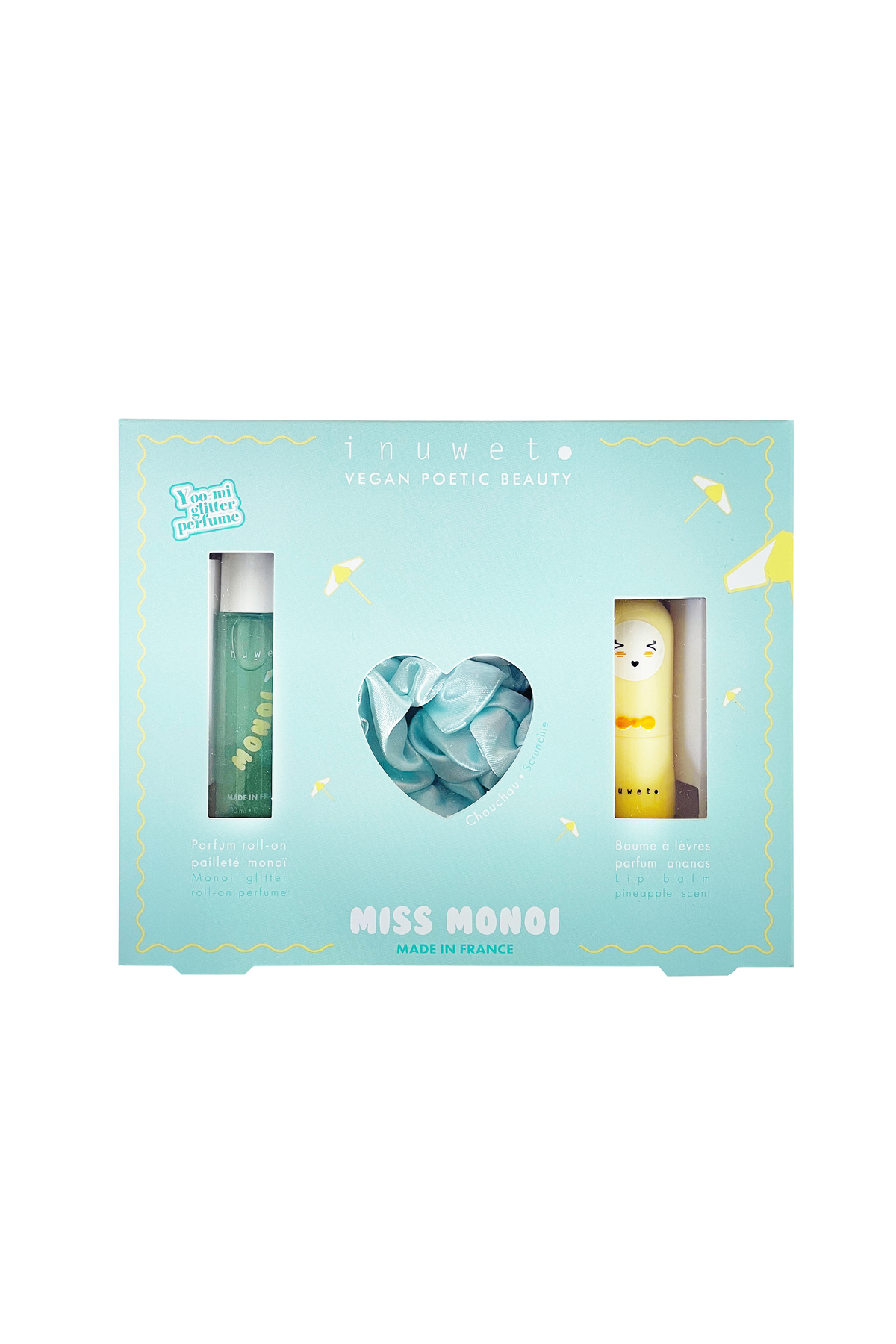 Inuwet Miss Monoi Set -Yeşil Saç Tokası, Monoi Kokulu Parfüm ve Ananas Aromalı Dudak Nemlendiricisi fotoğrafı 2 (önizleme)