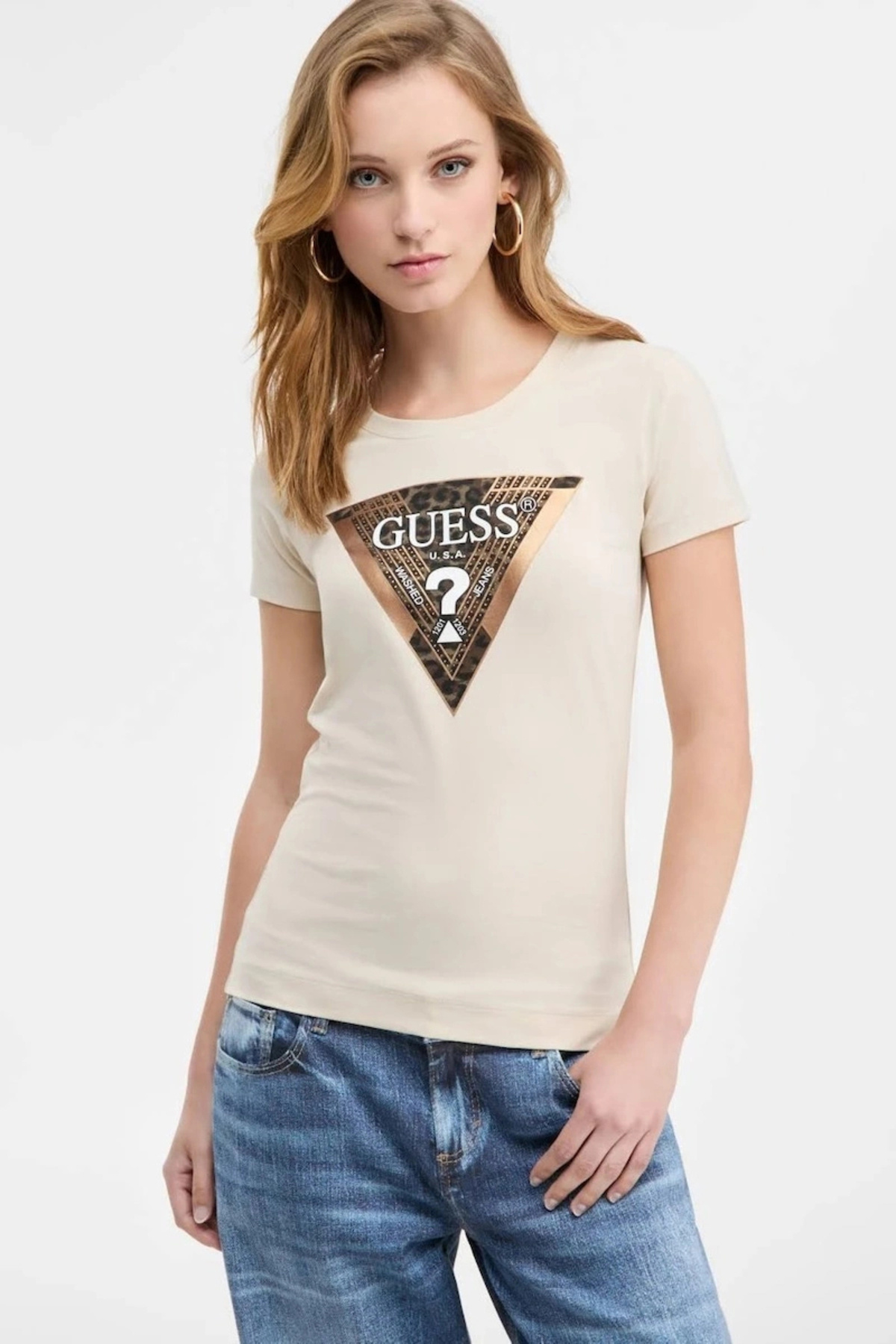 تیشرتزنانهGuessرنگ کرم