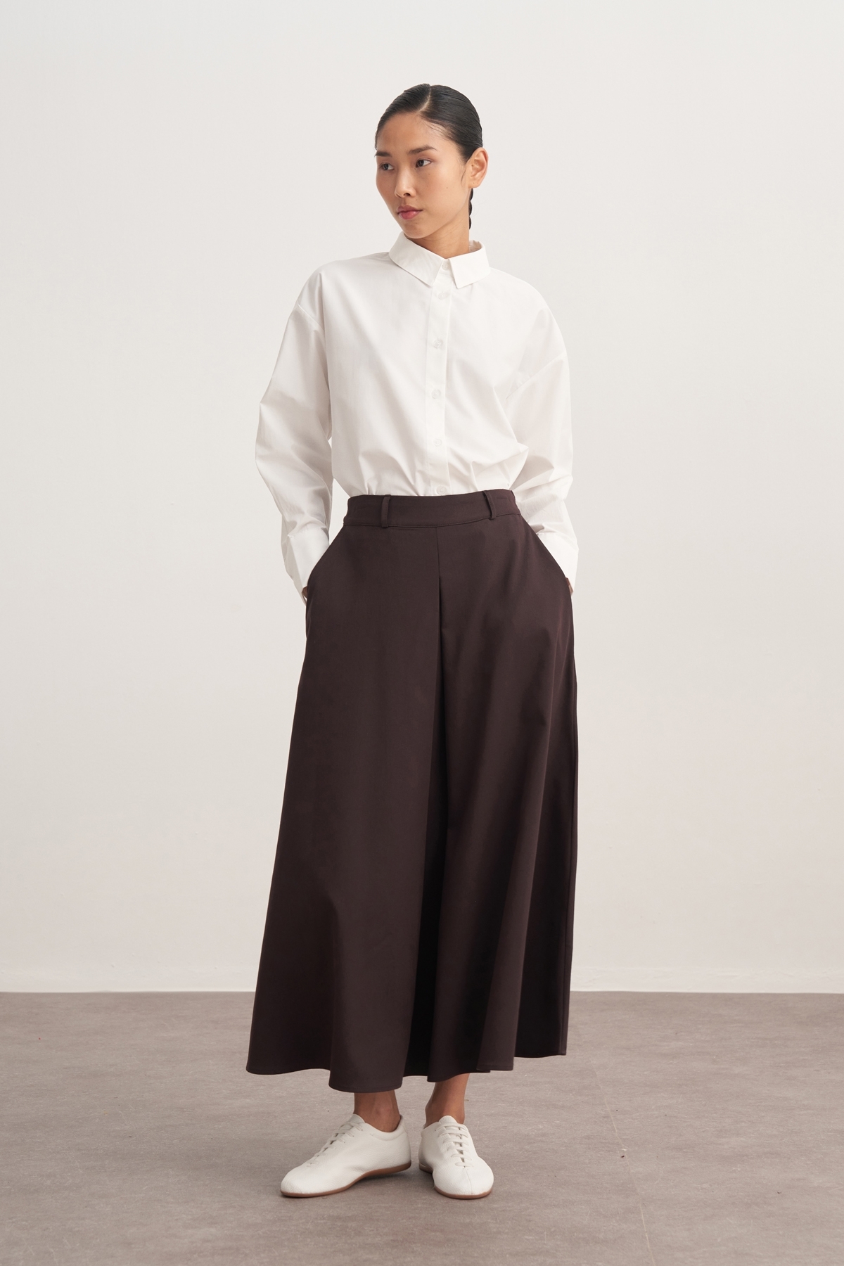 ebu prive  Kadın Gabardin Pilikaşe Etek Kahve - Görsel 3