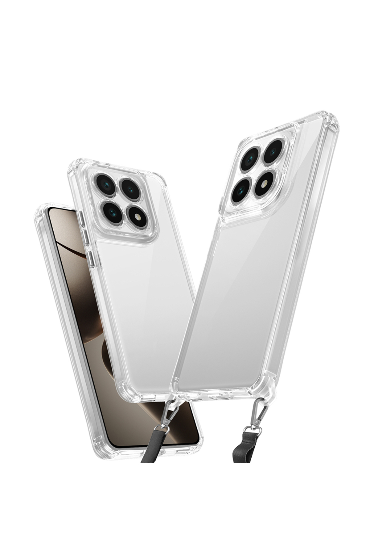 Xiaomi 14T Pro Uyumlu Kılıf Airbagli Takılabilir Askı Aparatlı MRSA Snap Silikon Kapak-Şeffaf