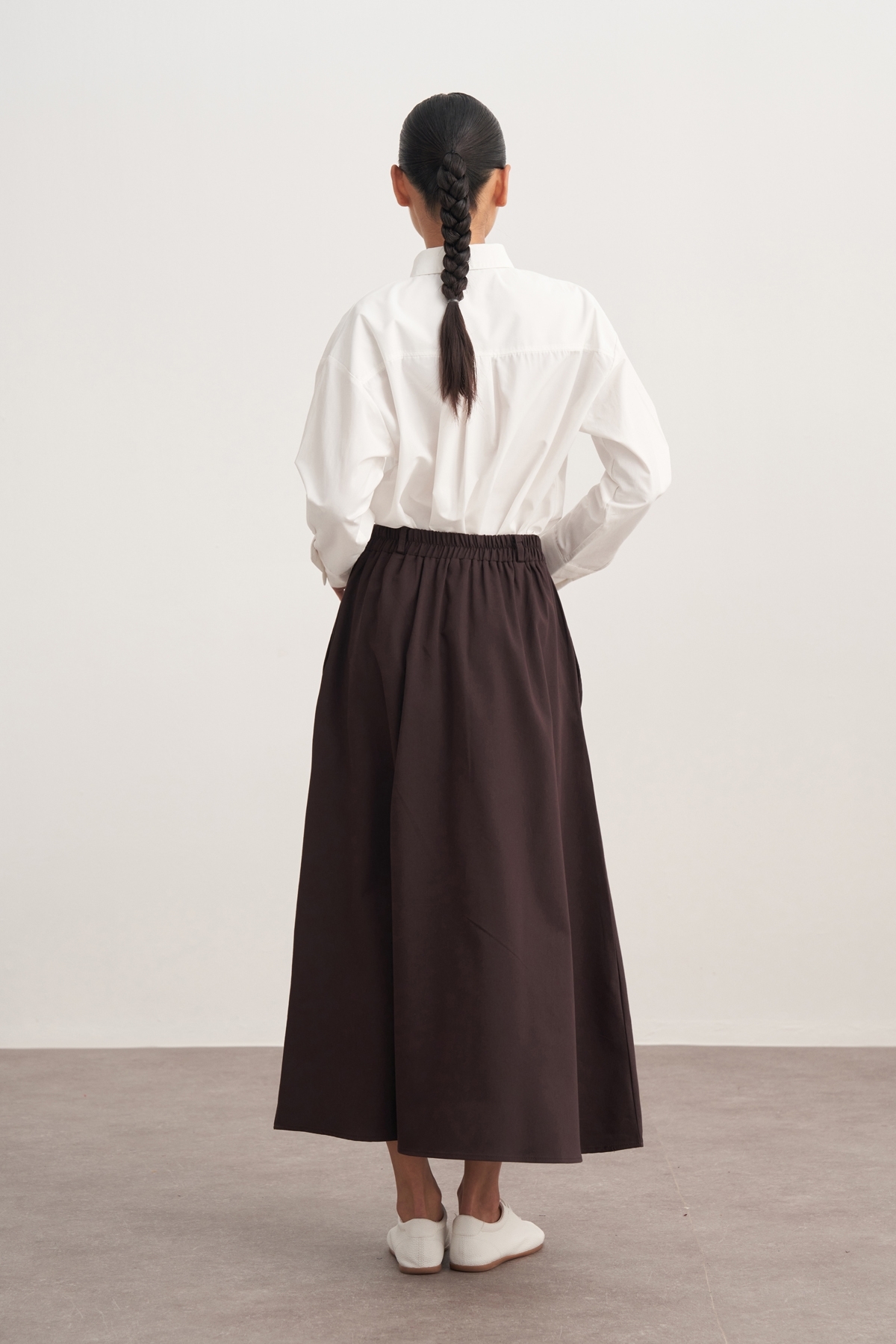 ebu prive  Kadın Gabardin Pilikaşe Etek Kahve - Görsel 5