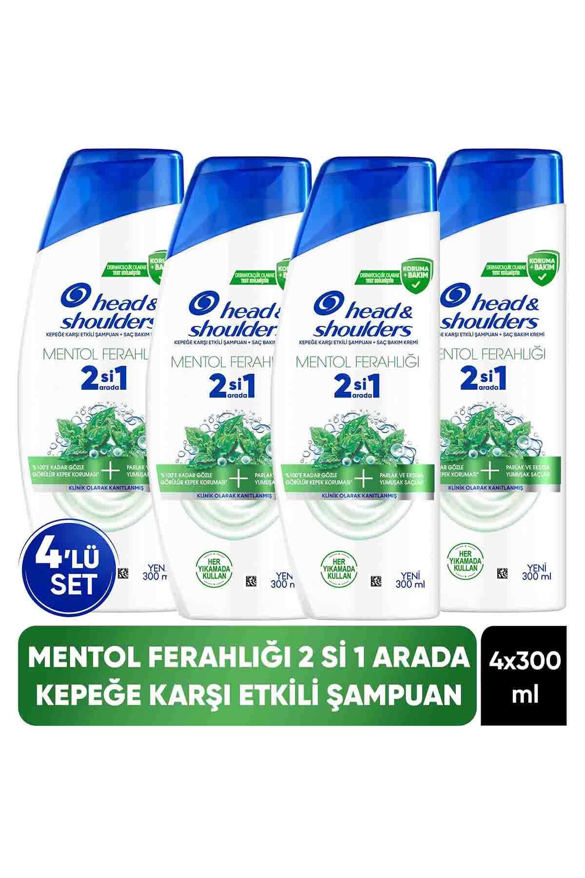 Head & Shoulders Mentol Ferahlığı 2'si 1 Arada Kepek Karşıtı Şampuan 300 ml x 4 Adet — 8681003000512