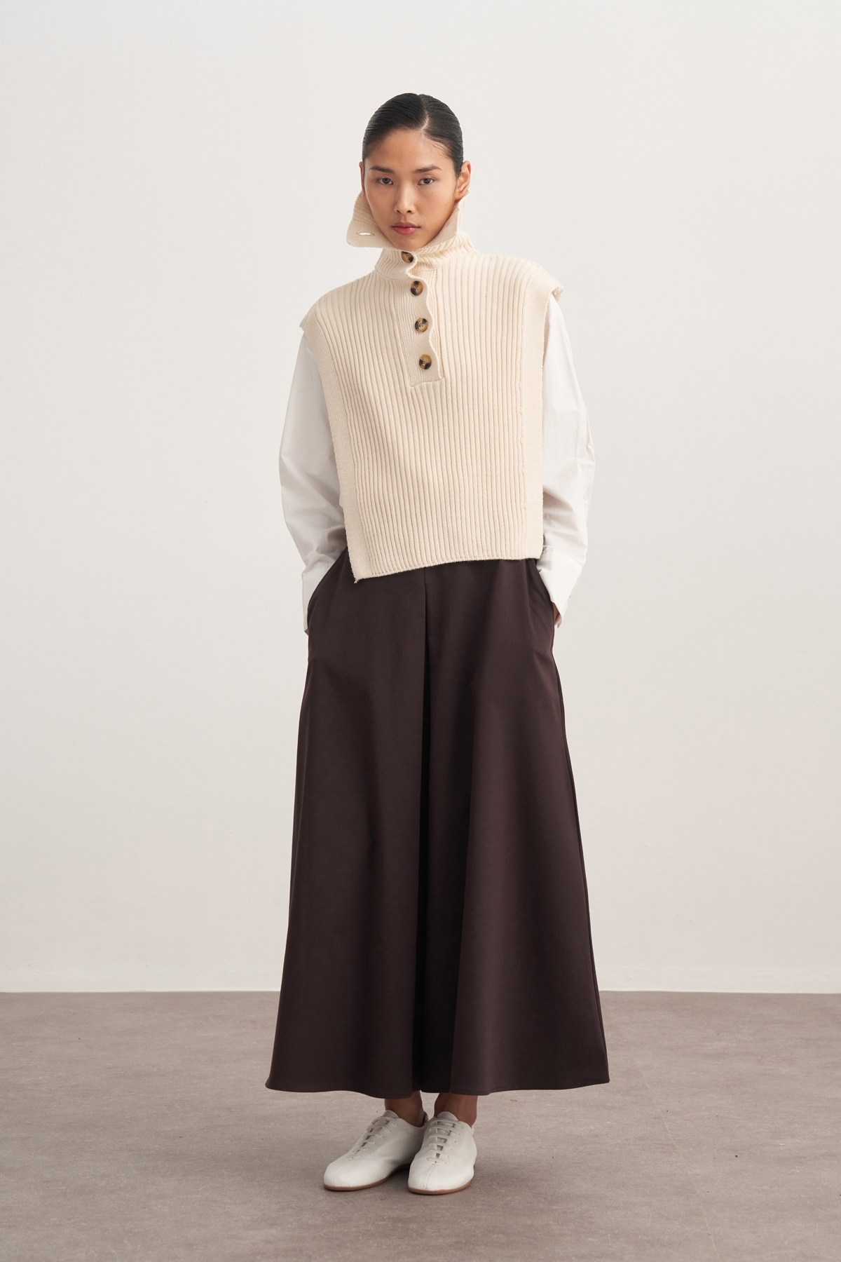 ebu prive  Kadın Gabardin Pilikaşe Etek Kahve - Görsel 2