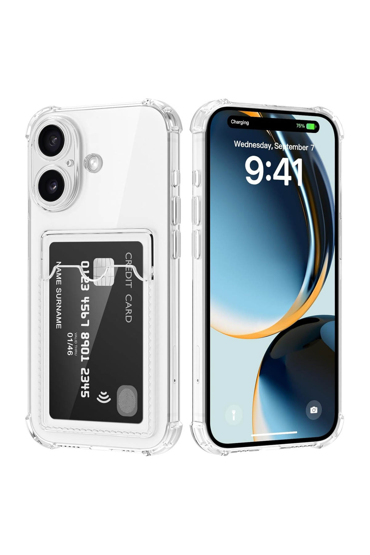 Apple iPhone 17 Kapak Kamera Korumalı Kartlıklı Darbe Emici Özellikli Şeffaf Silikon Kılıf