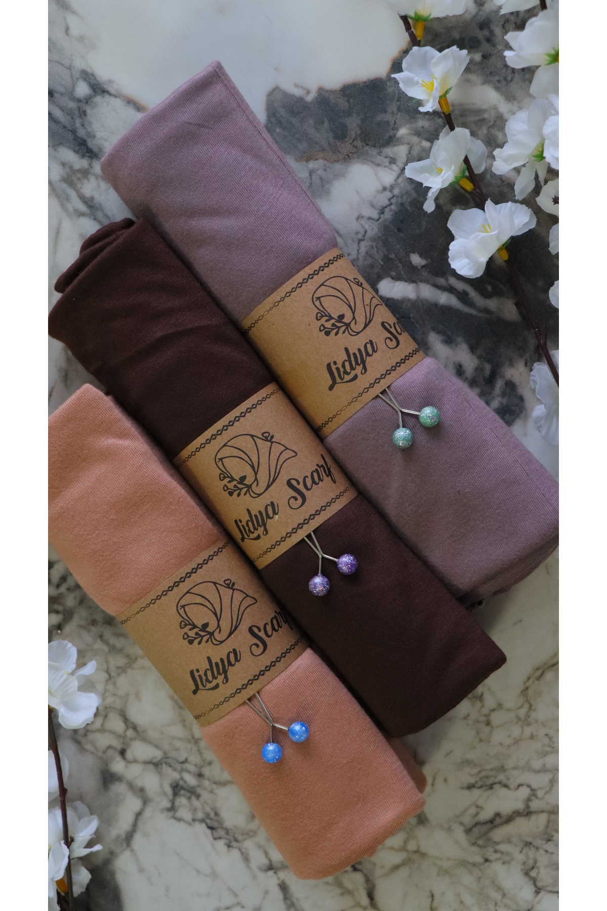 Soft Textured Jersey Combed Cotton Shawl Set Shawl Clip Gift (MILKY BROWN DARK BROWN MINK)