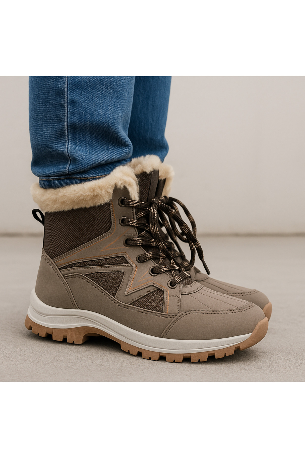 OUTLET41 Kadın Kürklü Su Geçirmez Kışlık Outdoor Kar Botu – Sıcak Tutan Tabanlı Termal Bot