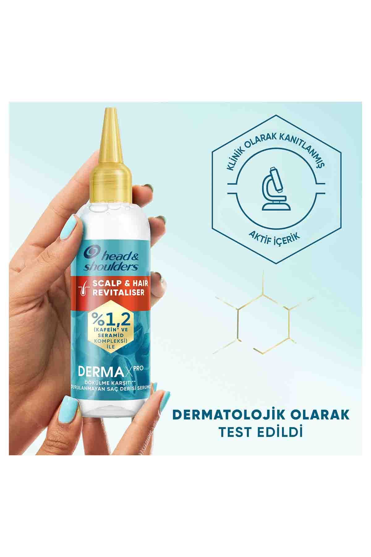 DermaXPRO Scalp&Hair Revitaliser Dökülme Karşıtı Durulanmayan Serum Kafein & Seramid ile 145ml x 2 — 8681003000680 — تصویر 4 از 5