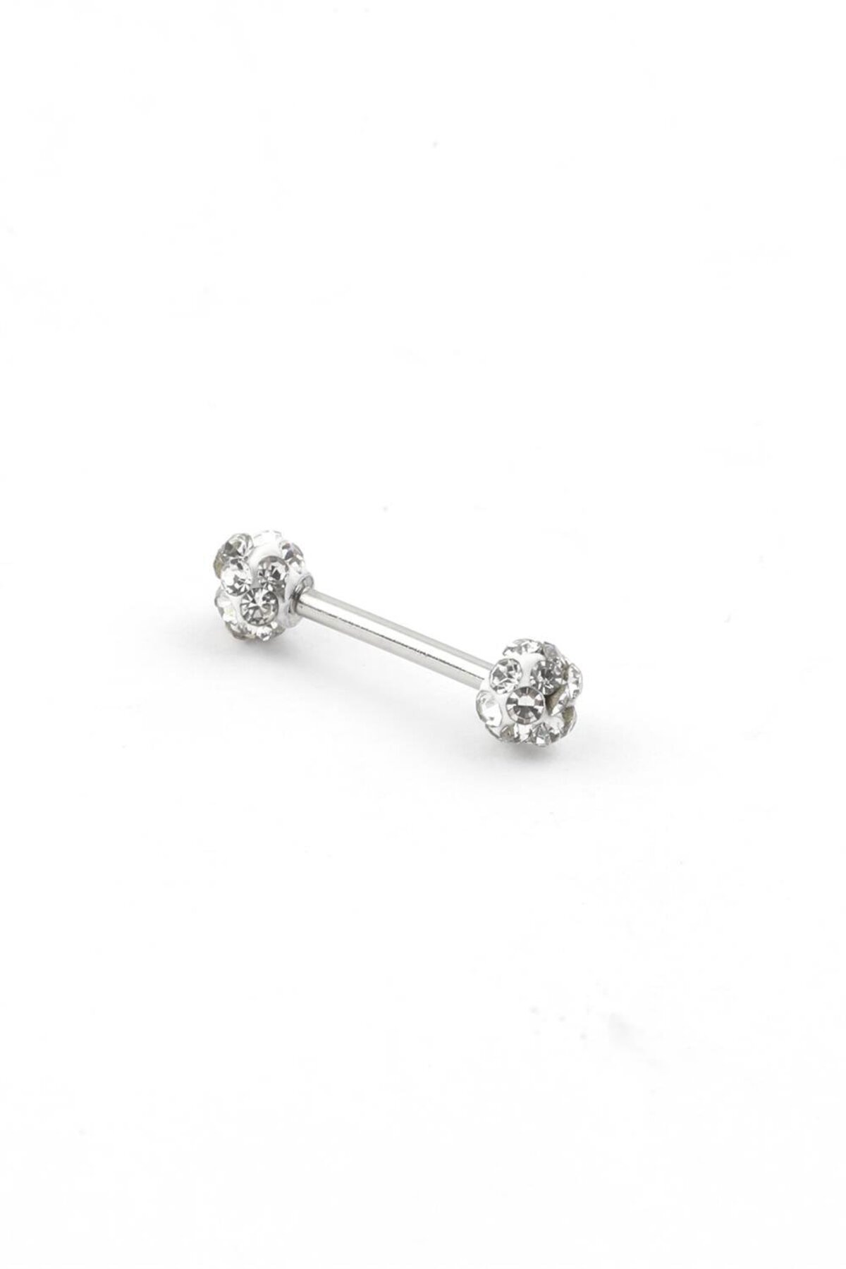 Çift Kristal Düz Piercing — Silver 1