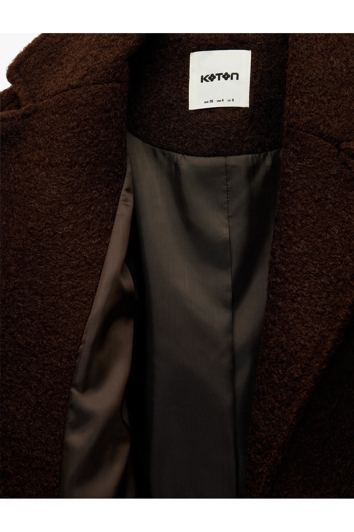 Koton  X Melis Ağazat - Uzun Kollu Düğmeli Cepli Buklet Kaban - Görsel 4