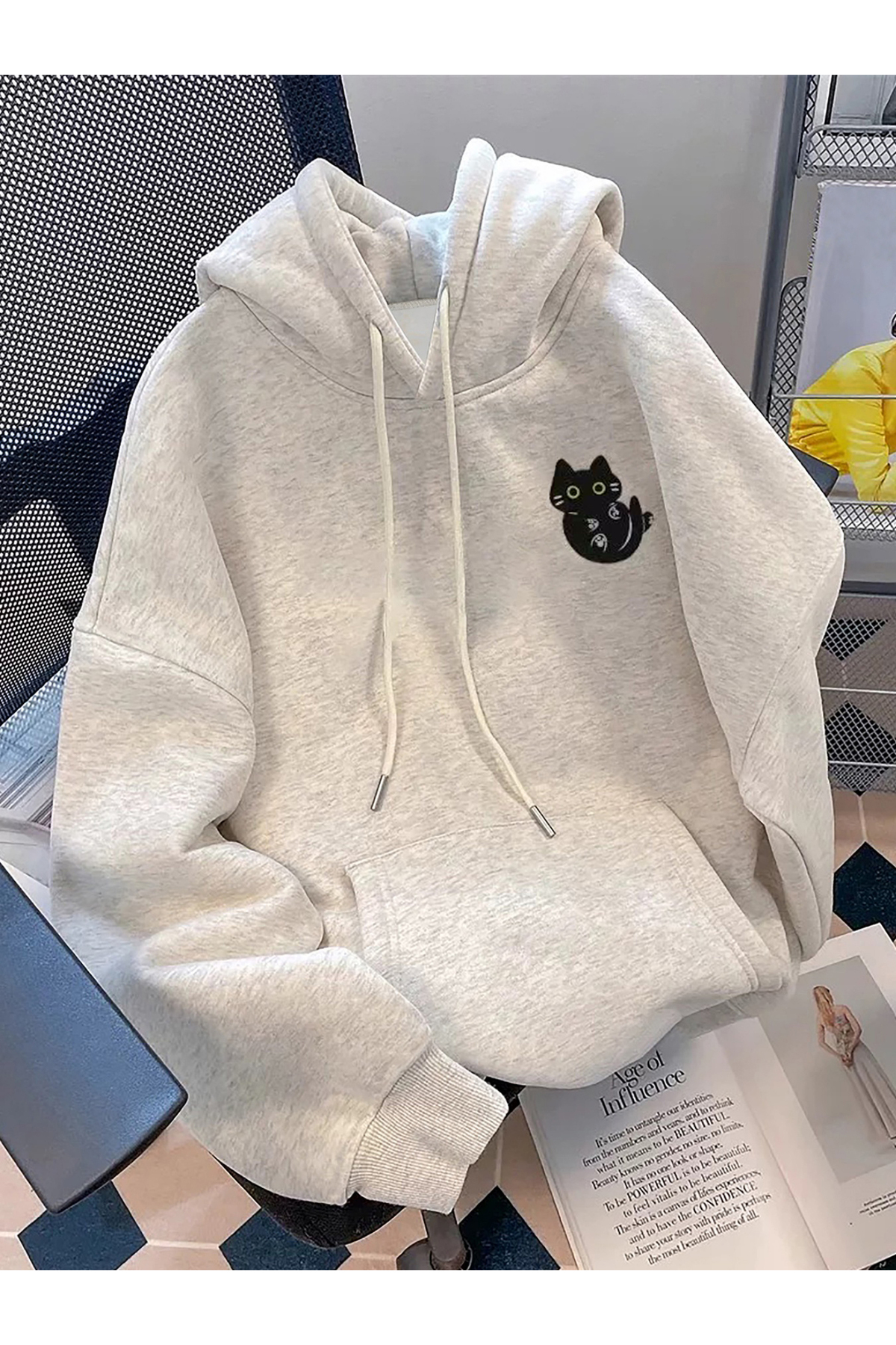 GALASHOP  Kadınlar için Kedi Kedi Kapşonlu Sweatshirt - Görsel 7