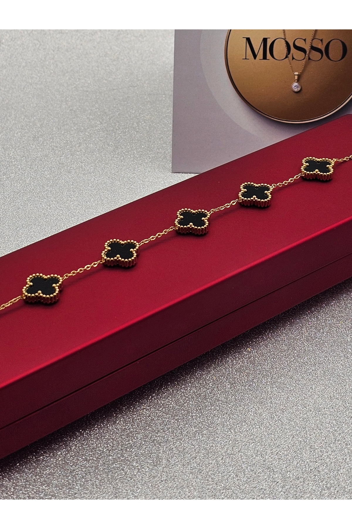Clover Model Black Steel Bracelet Gold Color