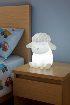 LAYERFORGE SevimliKuzu Gece Lambası LED Çocuk Odası Gece Işığı Beyaz Işık-Sar...