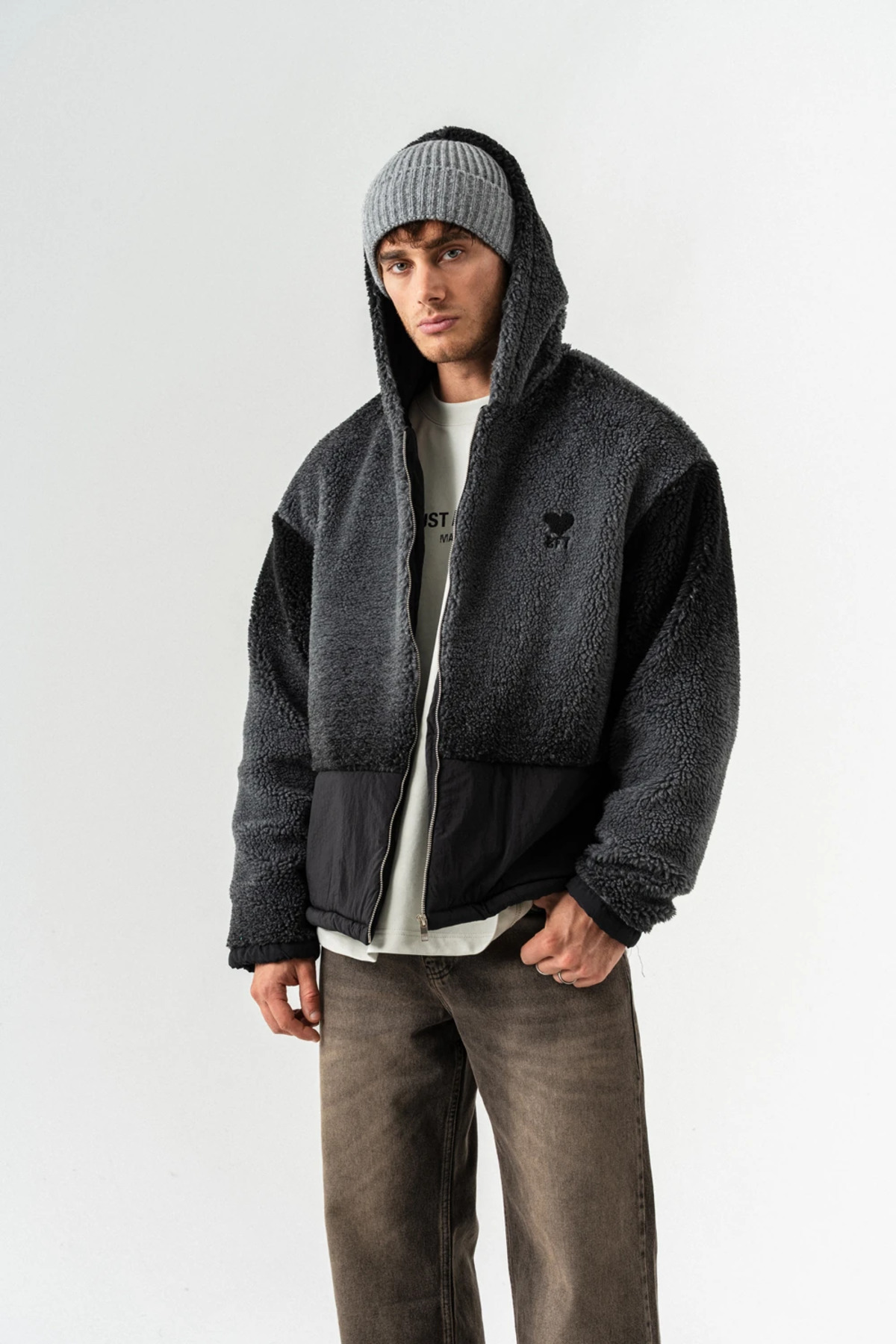 Grayscale Fermuarlı Polar Mont — مشکی 8258 — تصویر 3 از 7
