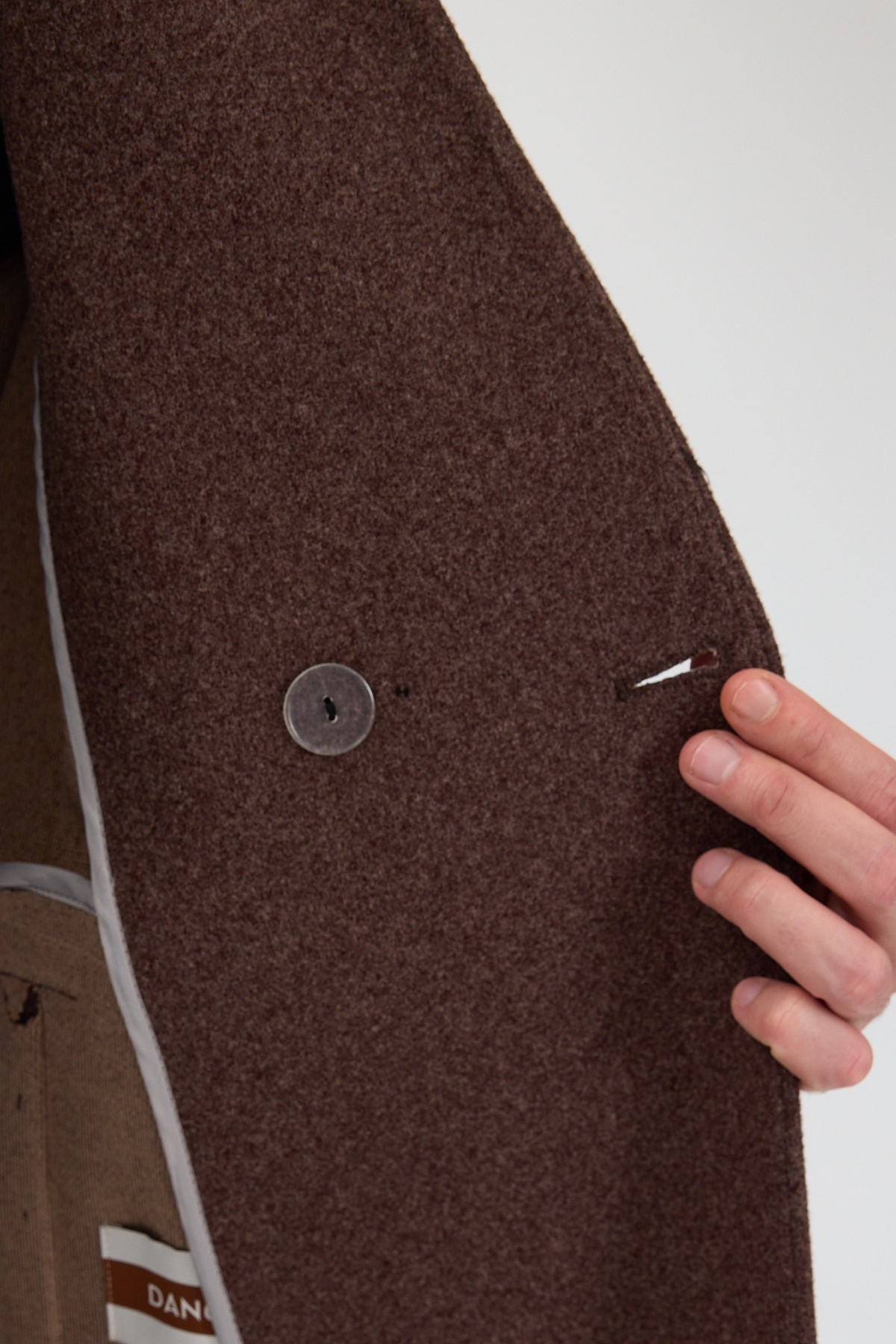 Danger  Erkek Kruvaze Kaşe Palto Mont Kahverengi - Görsel 7