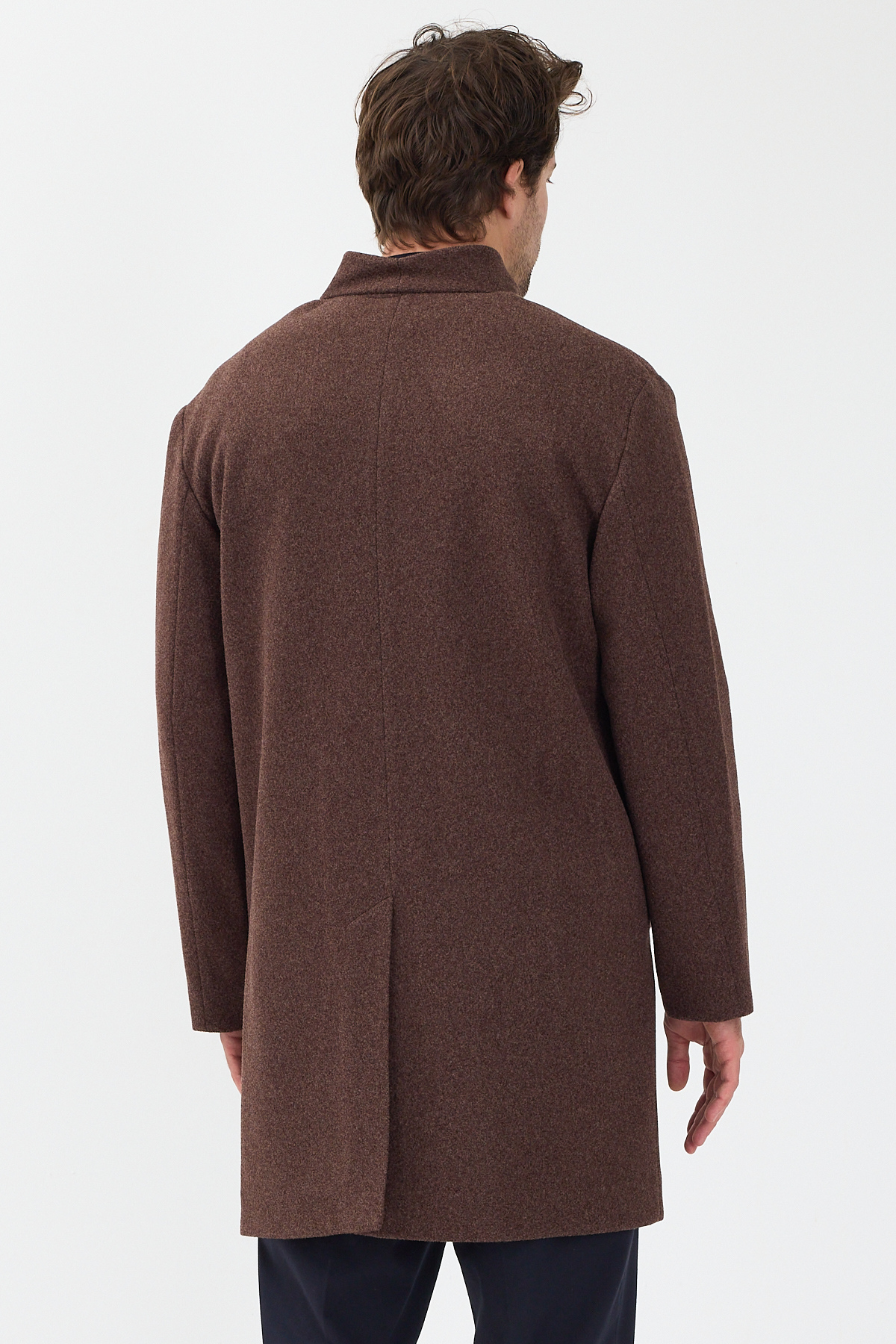 Danger  Erkek Kruvaze Kaşe Palto Mont Kahverengi - Görsel 5
