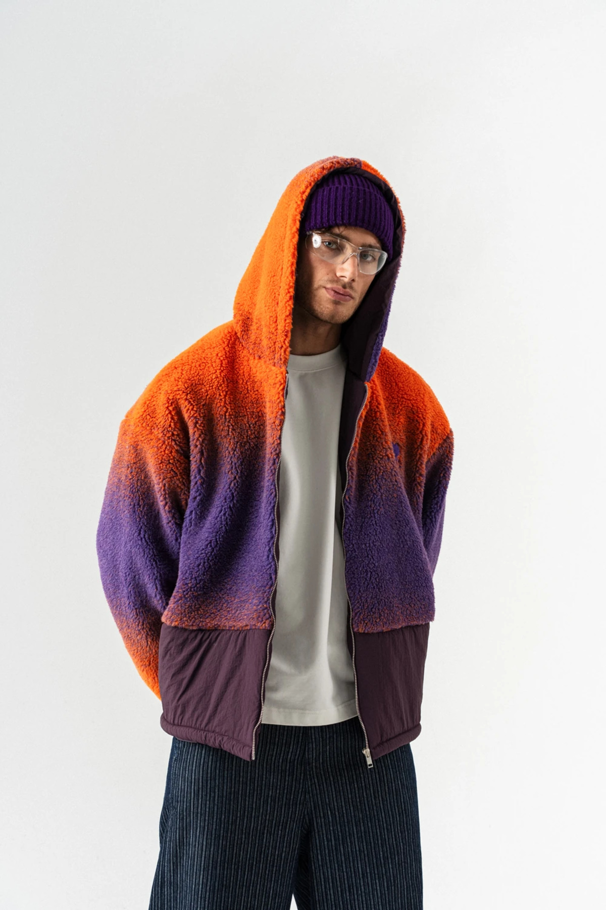 Grayscale Fermuarlı Polar Mont — نارنجی 8258
