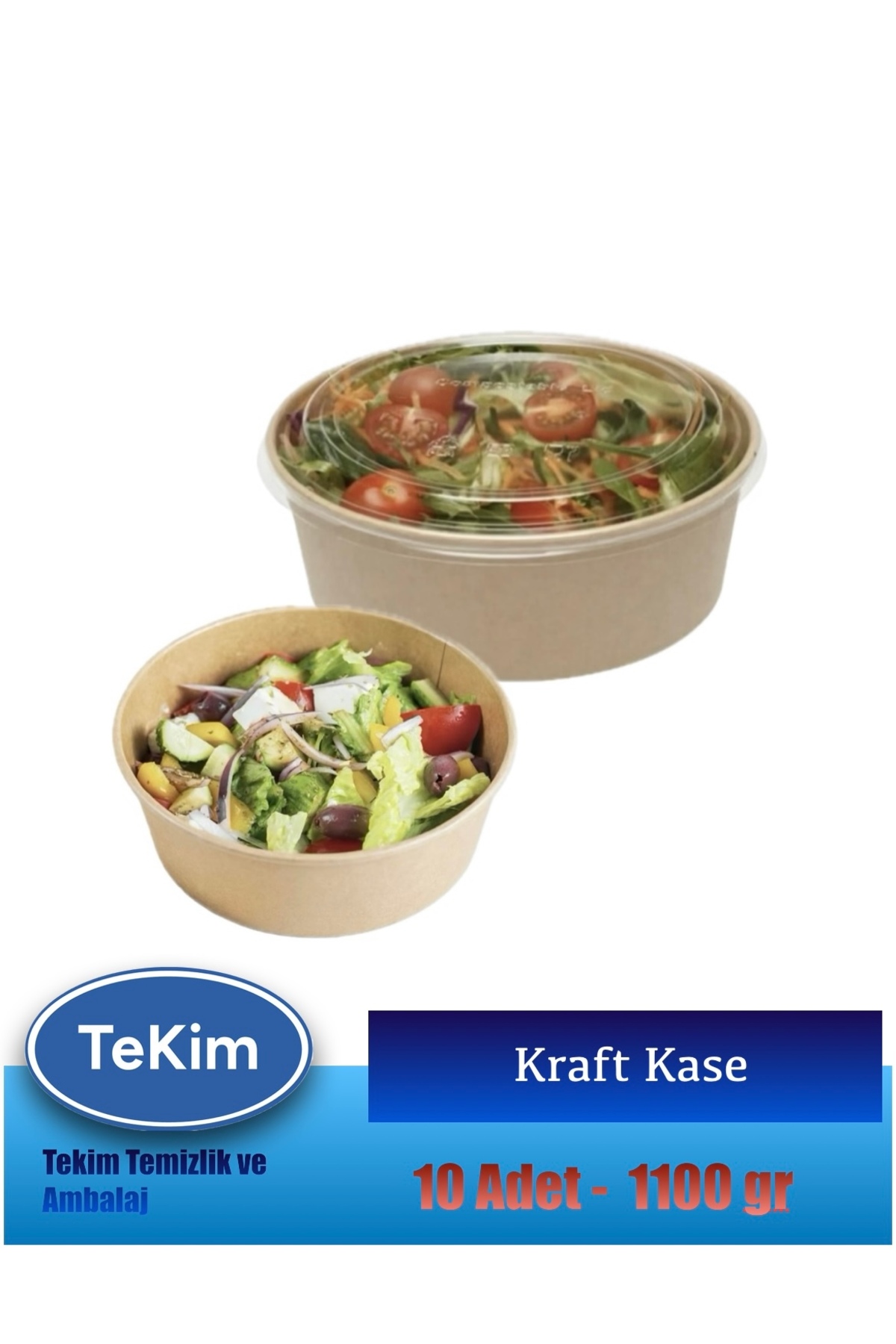 1100 cc Kraft Karton Kapaklı Kase Salata, Bowl, Makarna Kasesi 10 Adet — Koksal Pack — Kase (2)