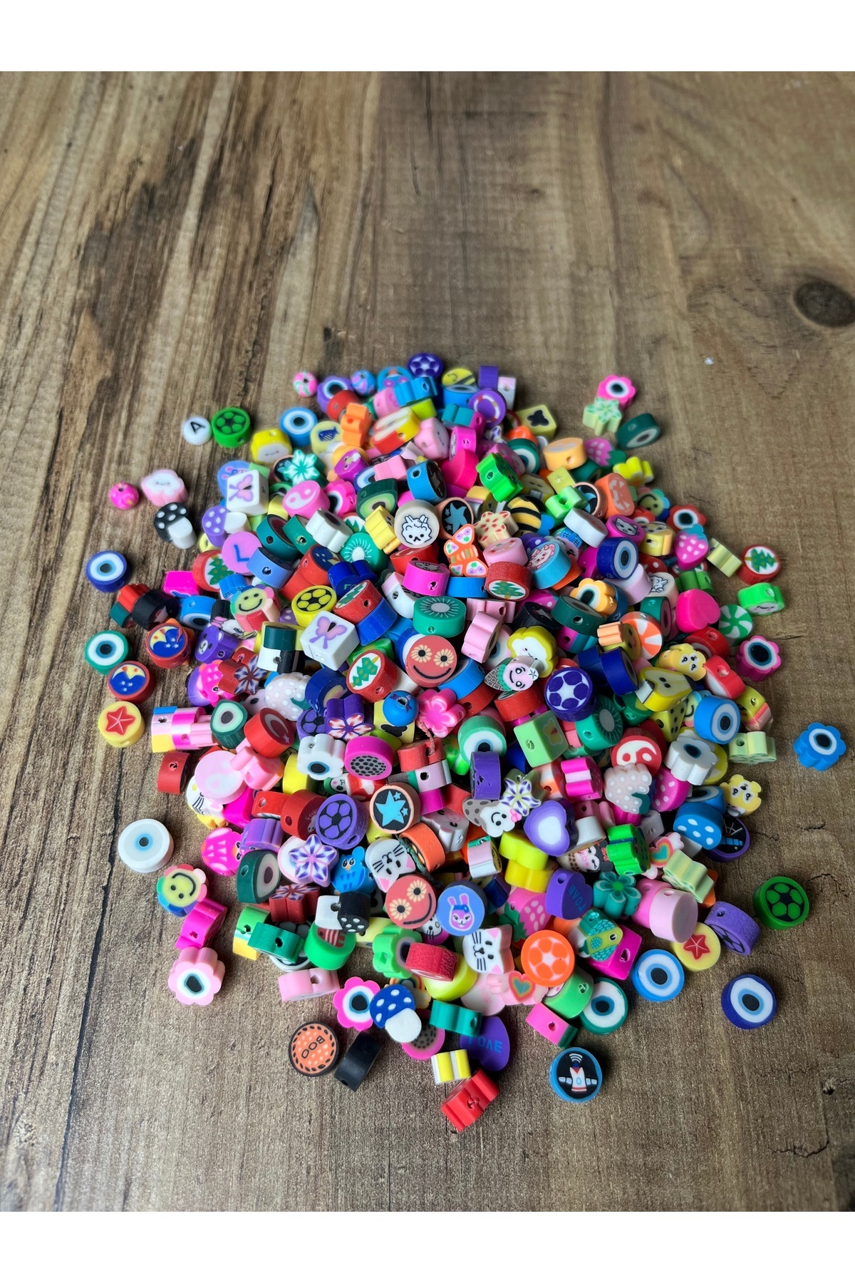 Mos Tespih 10 Adet Polimer Fimo Boncuk Karışık Polimer Kil Boncuk 1.Kalite